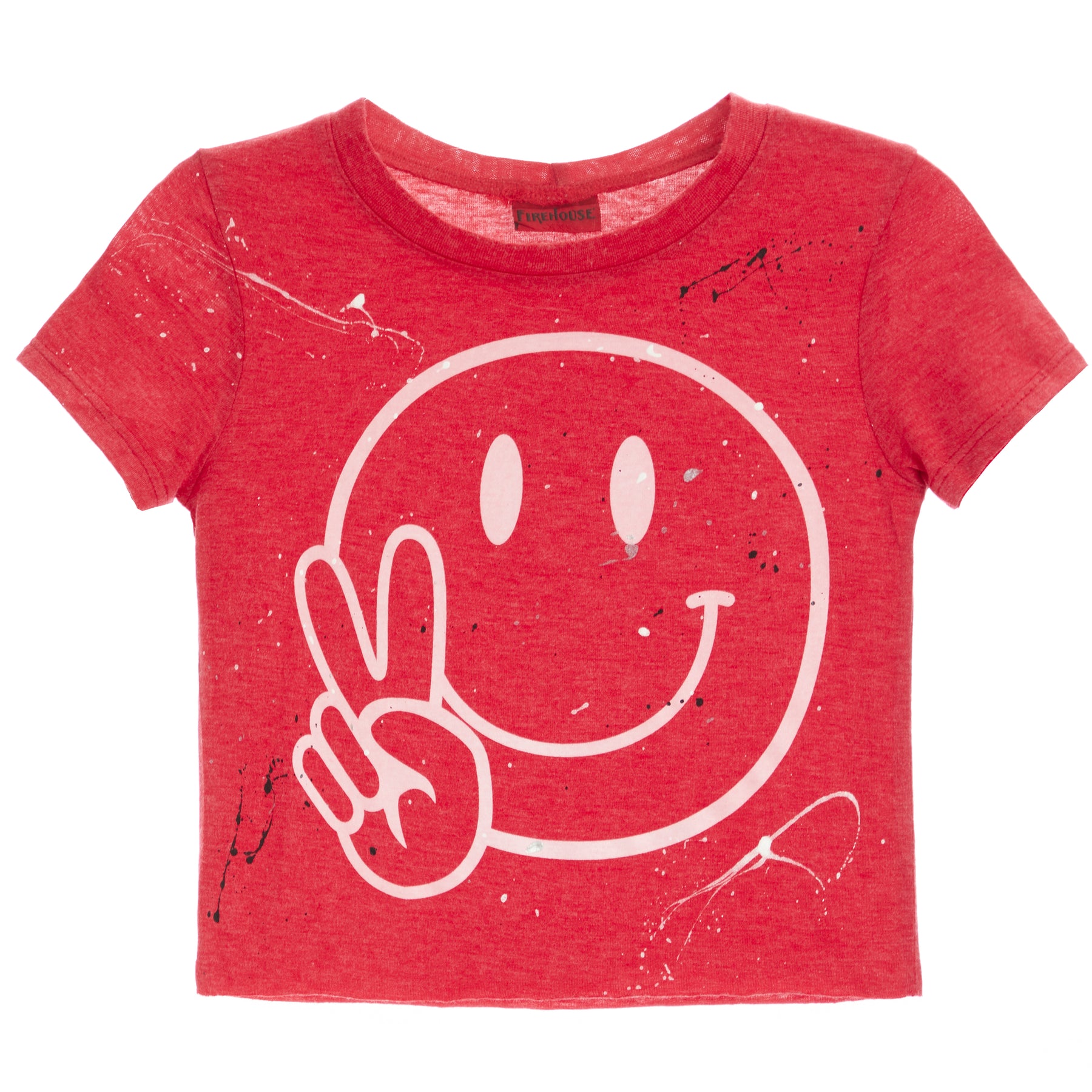 SS Tee w/Peace Finger Smiley Splatter