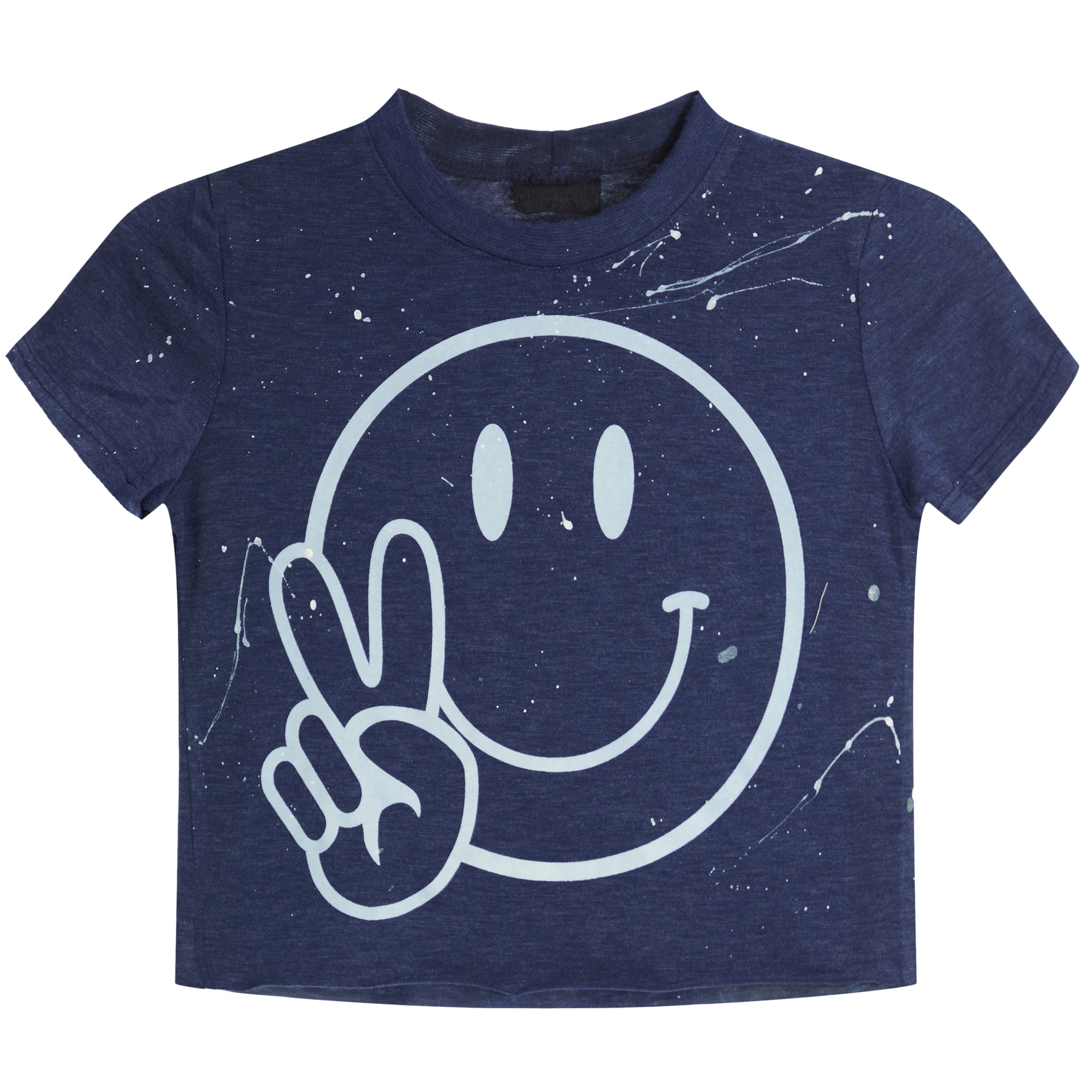 SS Tee w/Peace Finger Smiley Splatter