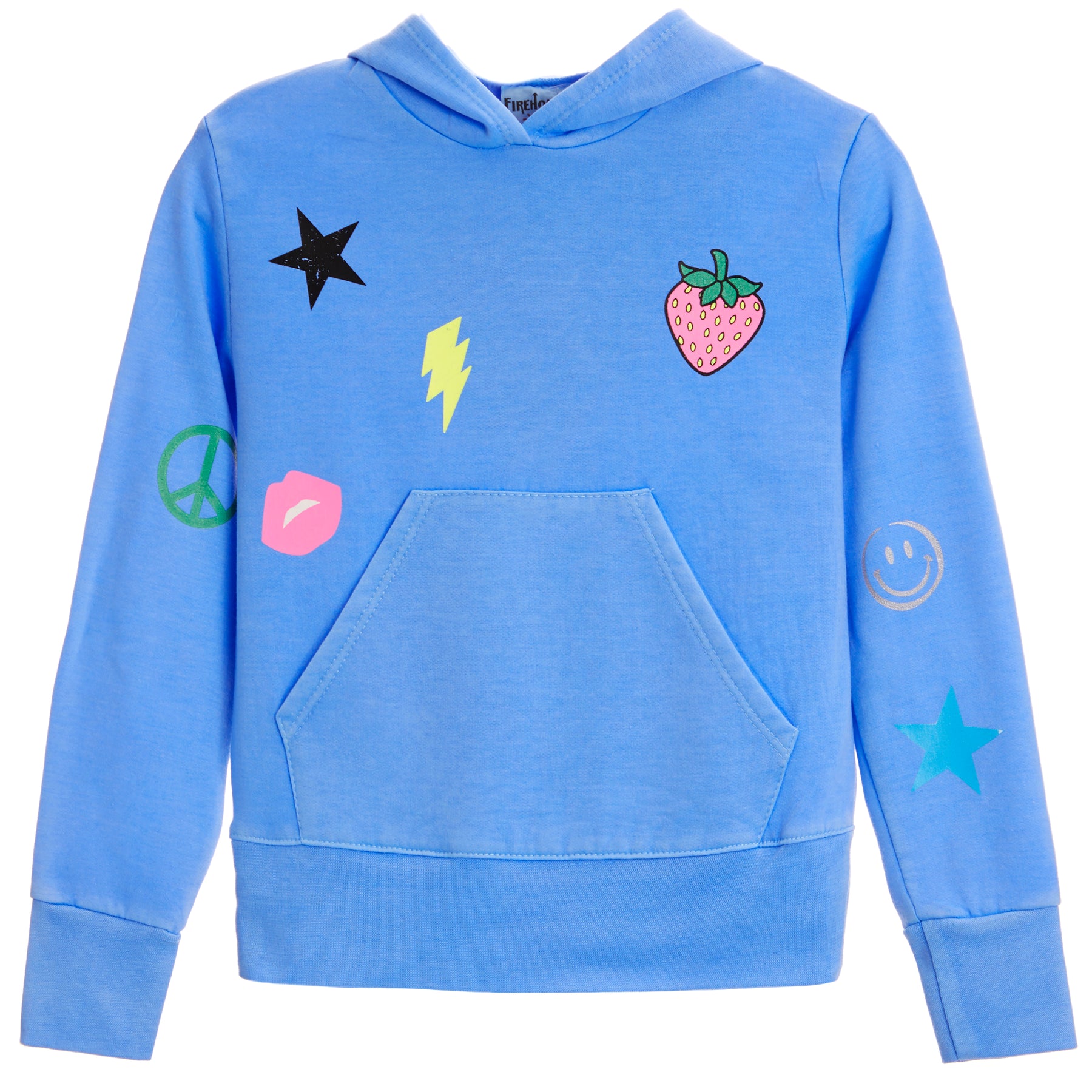 Pocket Hoodie with Strawberry Peace Toss