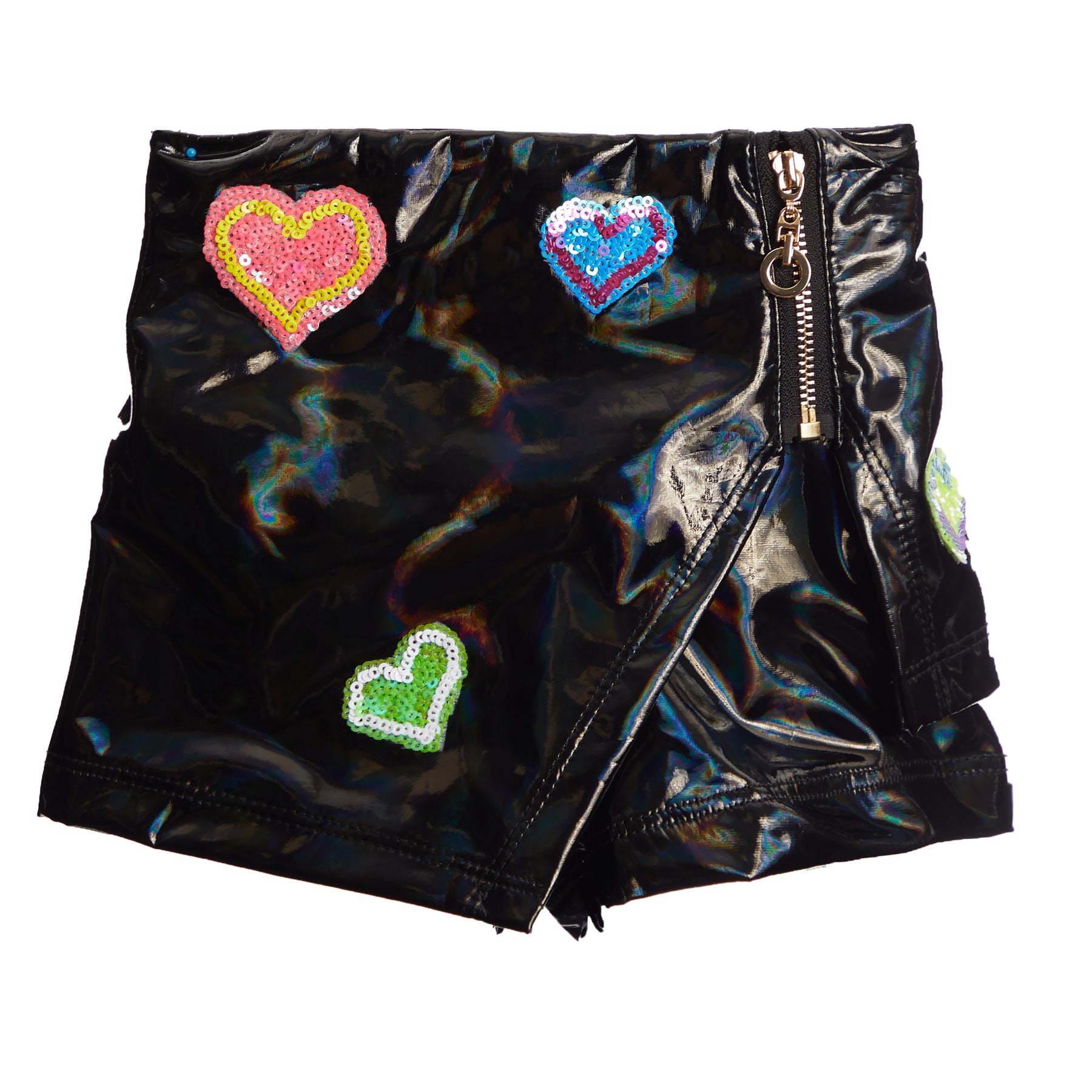 Faux Leather Skort with Patch Detail