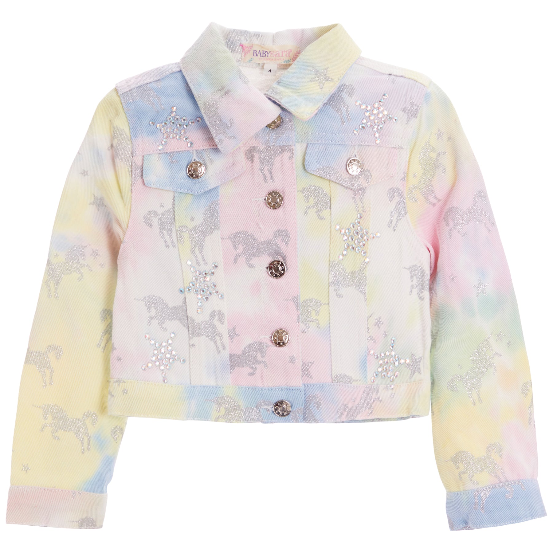 Tie Dye Denim Jacket with Unicorn
