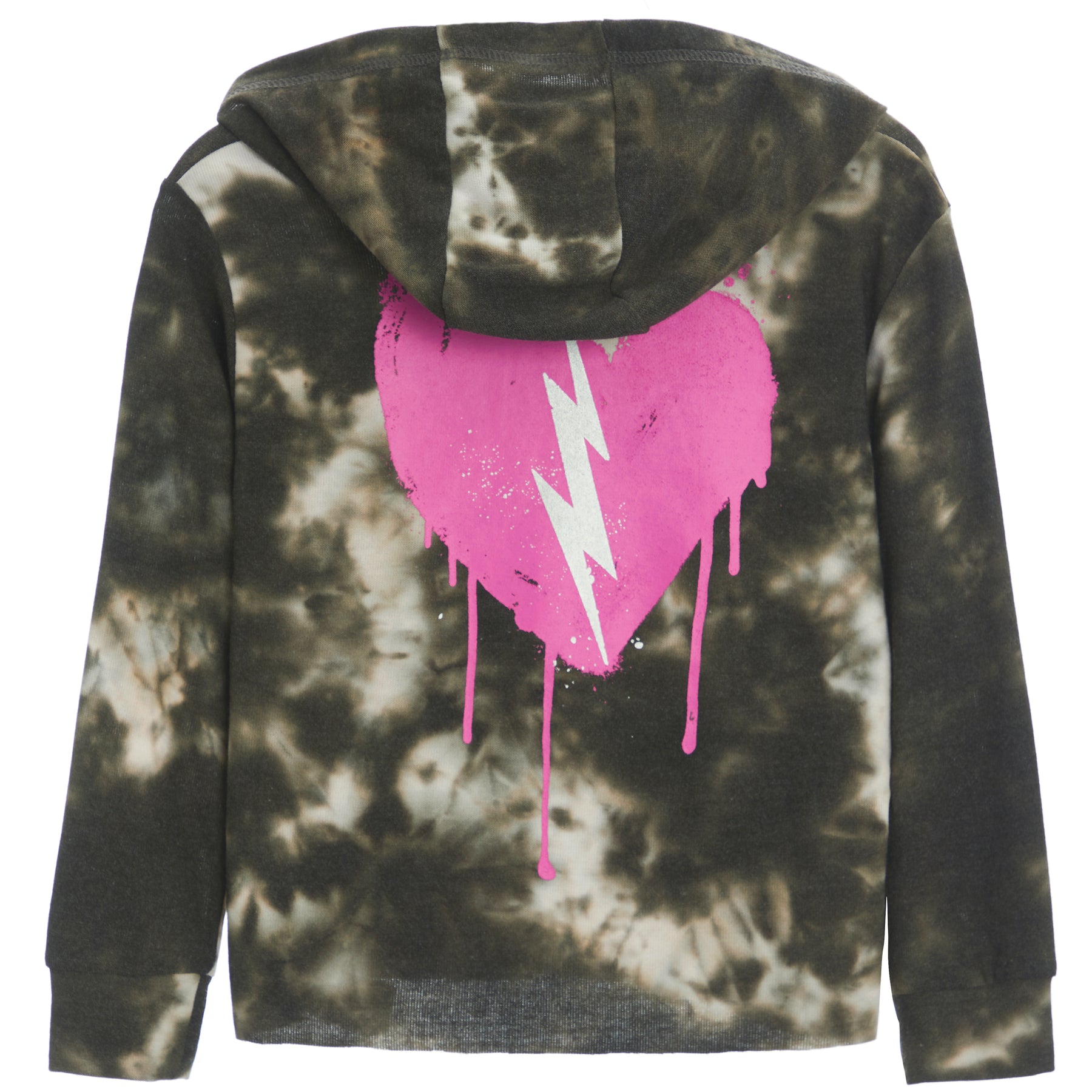 Cozy Knit Tie Dye Lightning Drippy Heart Hoodie