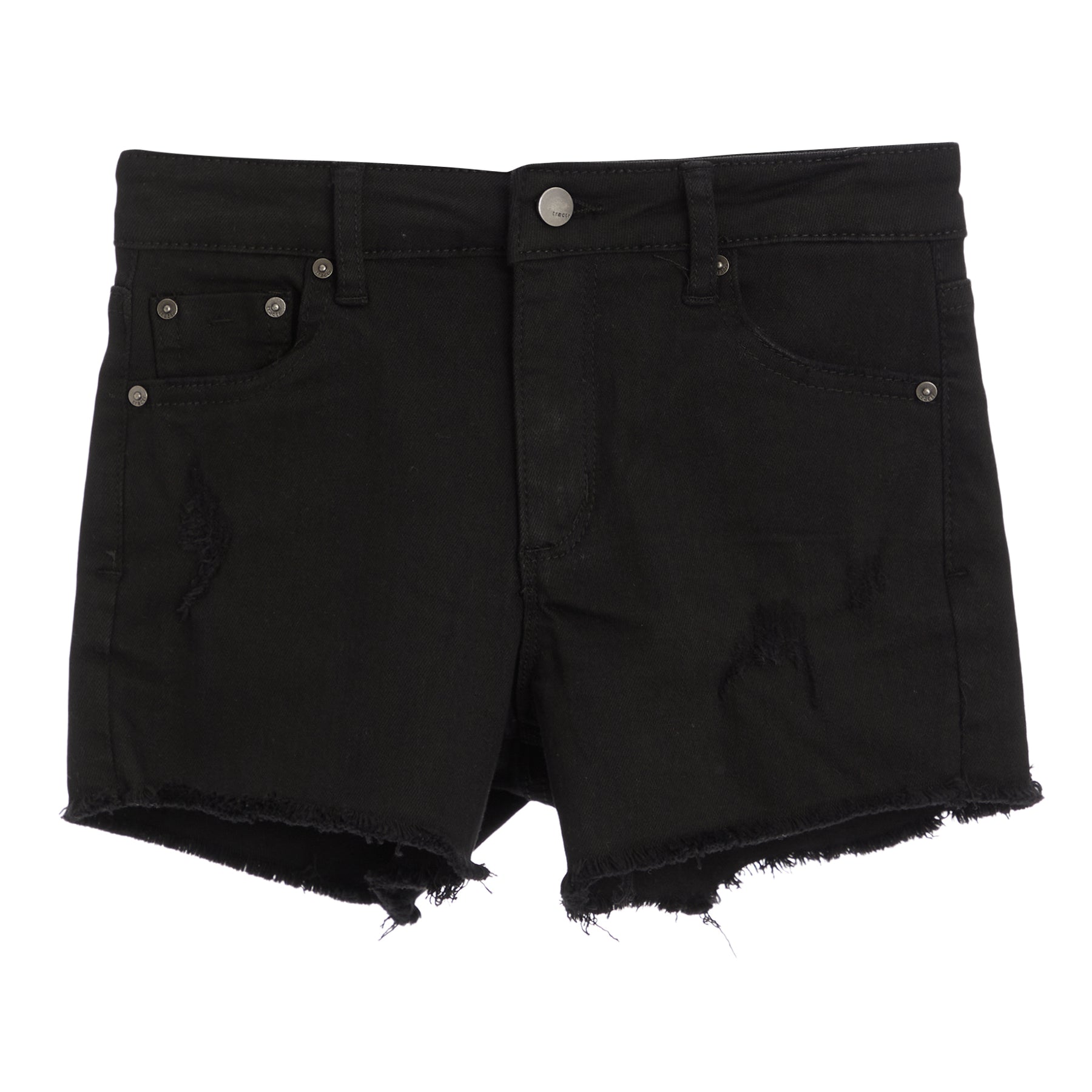 High Rise Fray Hem Destructed Short