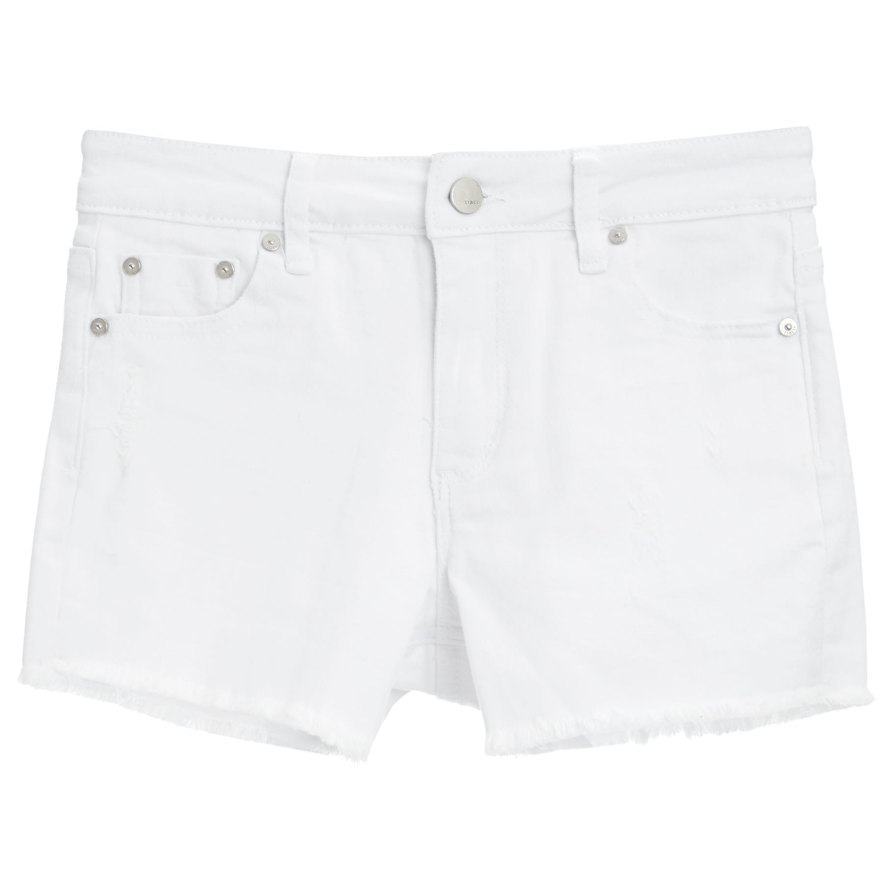 High Rise Fray Hem Destructed Short