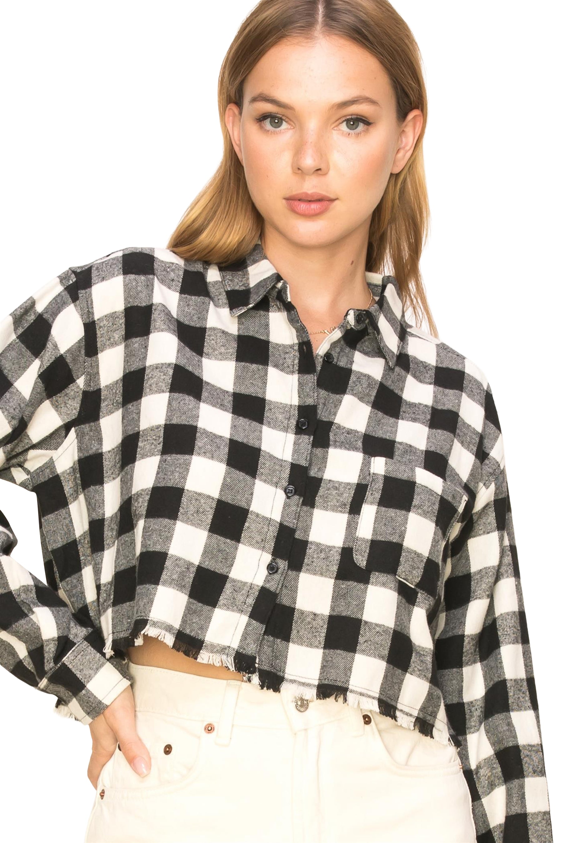 Cropped Plaid Shirt