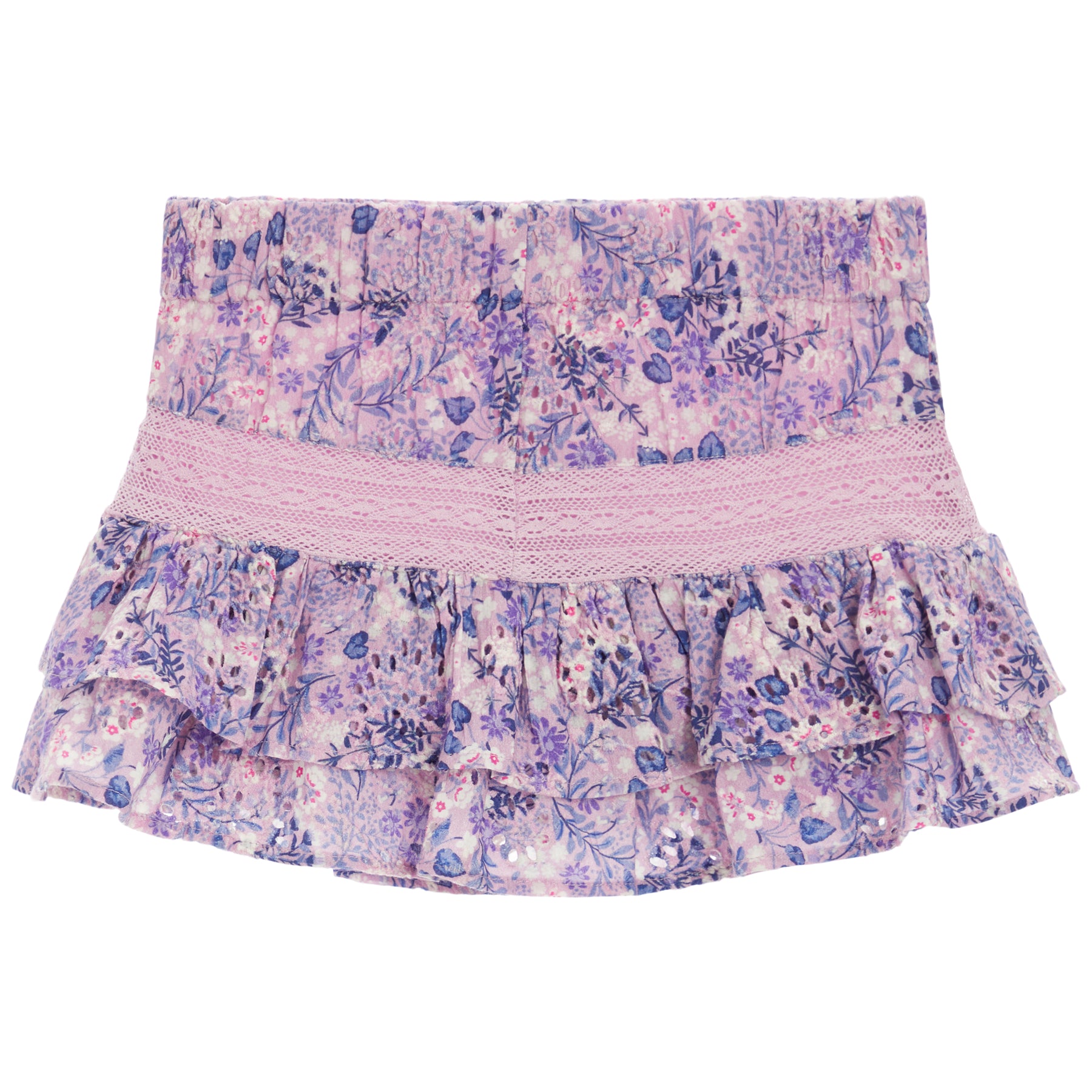 Lavender Floral Eyelet Ruffle Skort