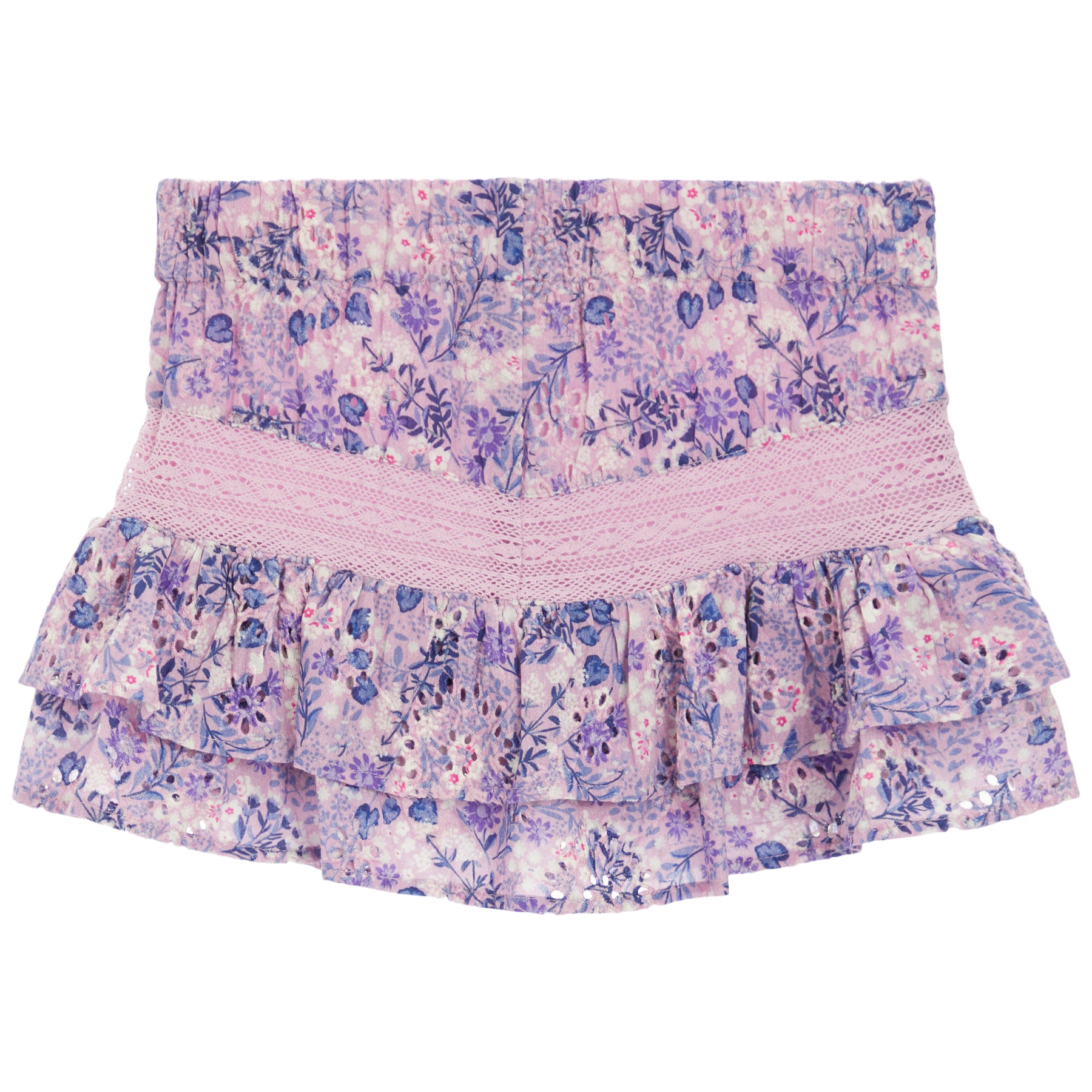 Lavender Floral Eyelet Ruffle Skort