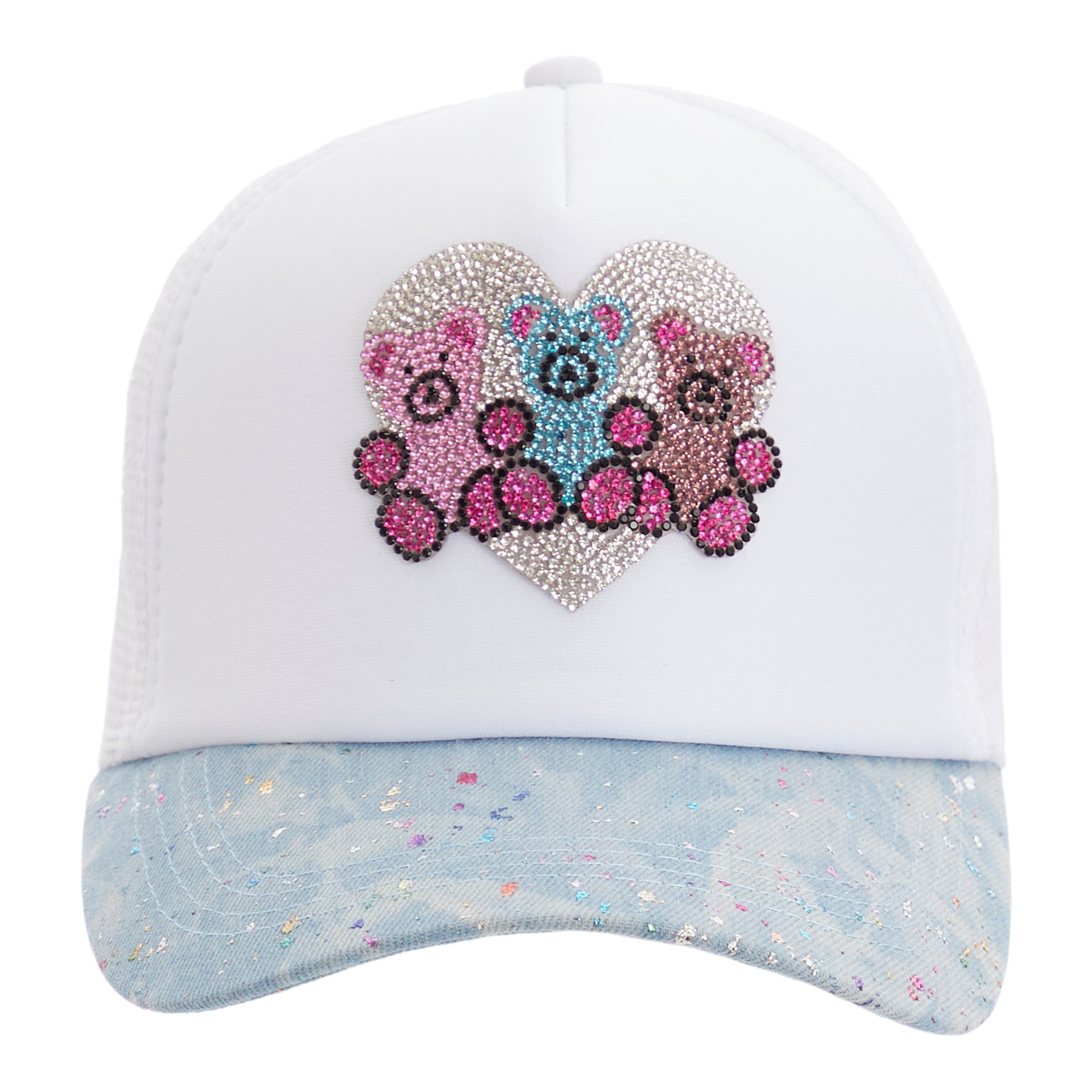 Three Heart Bear Tie Dye Galaxy Trucker Hat