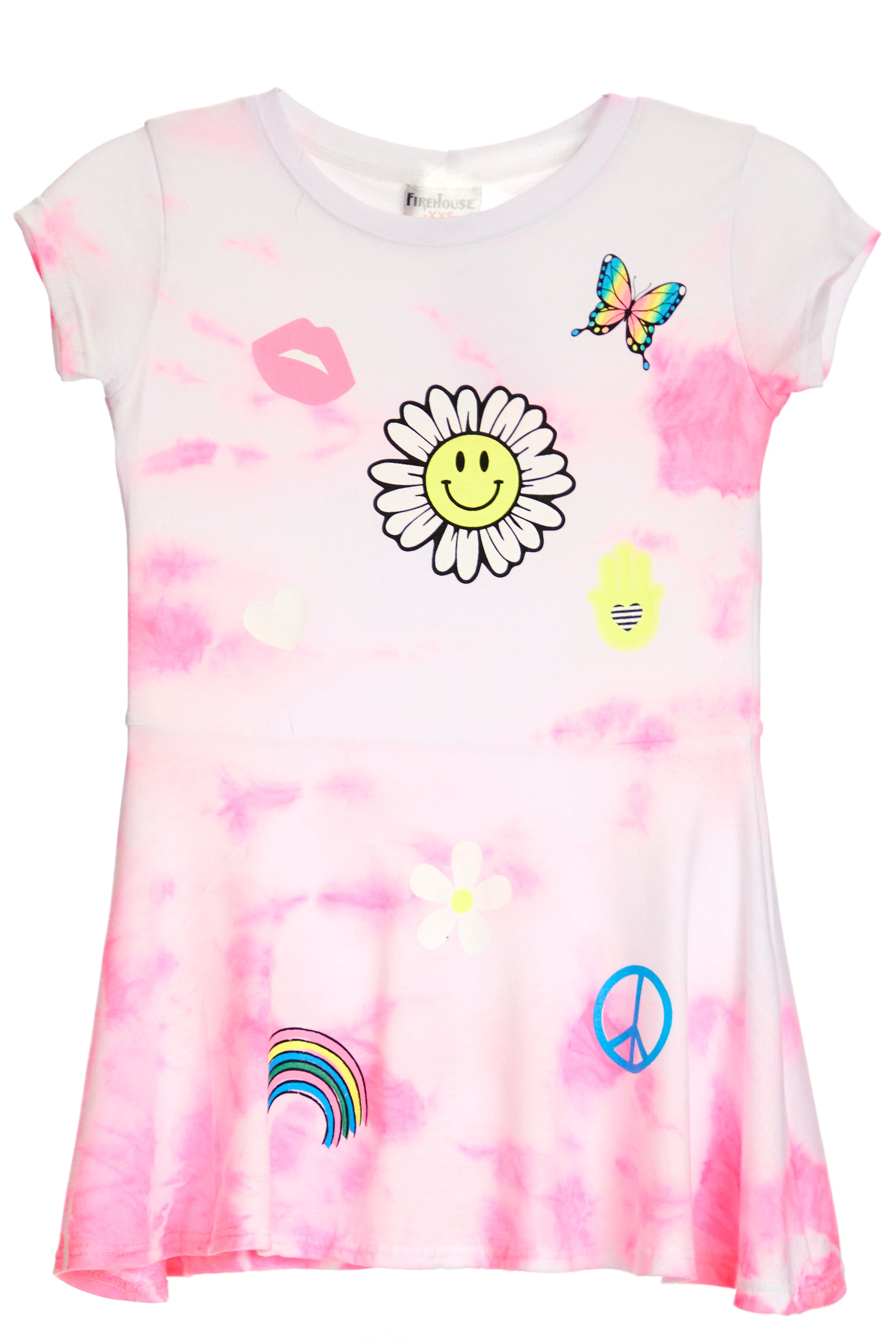 Tie Dye SS Dress w/Icon Toss