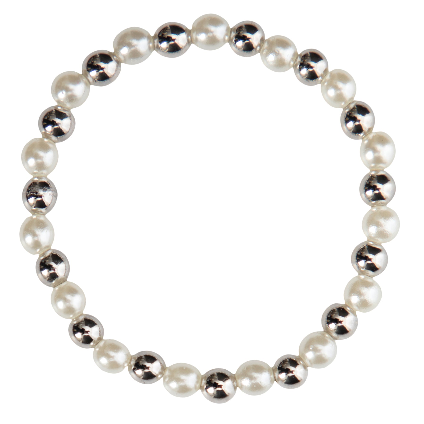Pearl w/Metal Bead Bracelet