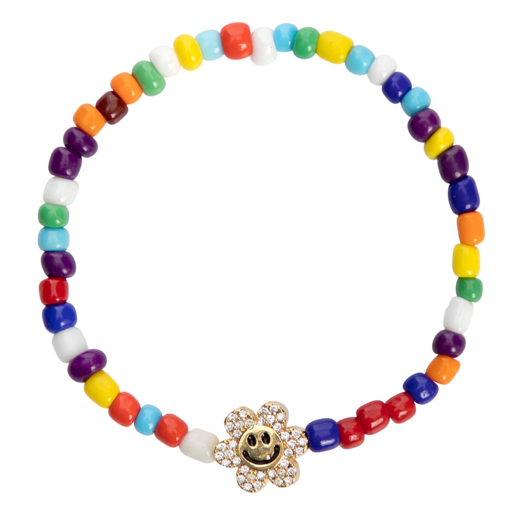 Flower Smiley Beaded Bracelet