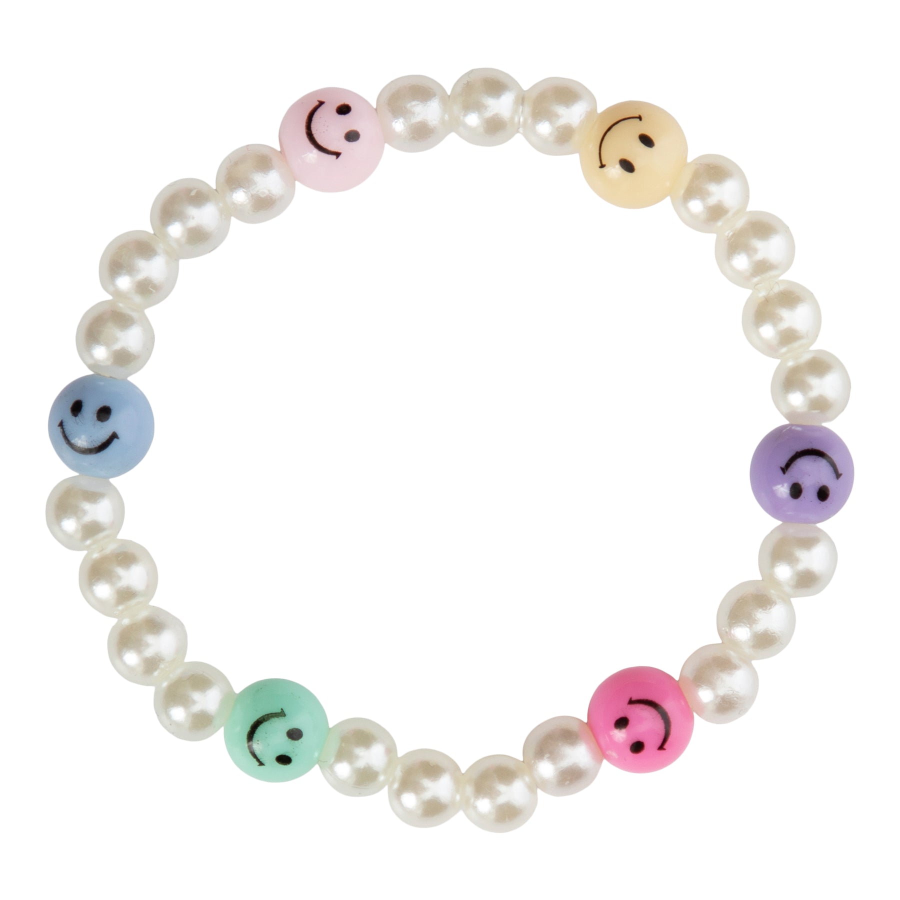 Pearl Bracelet w/Multi Color Smile Bead