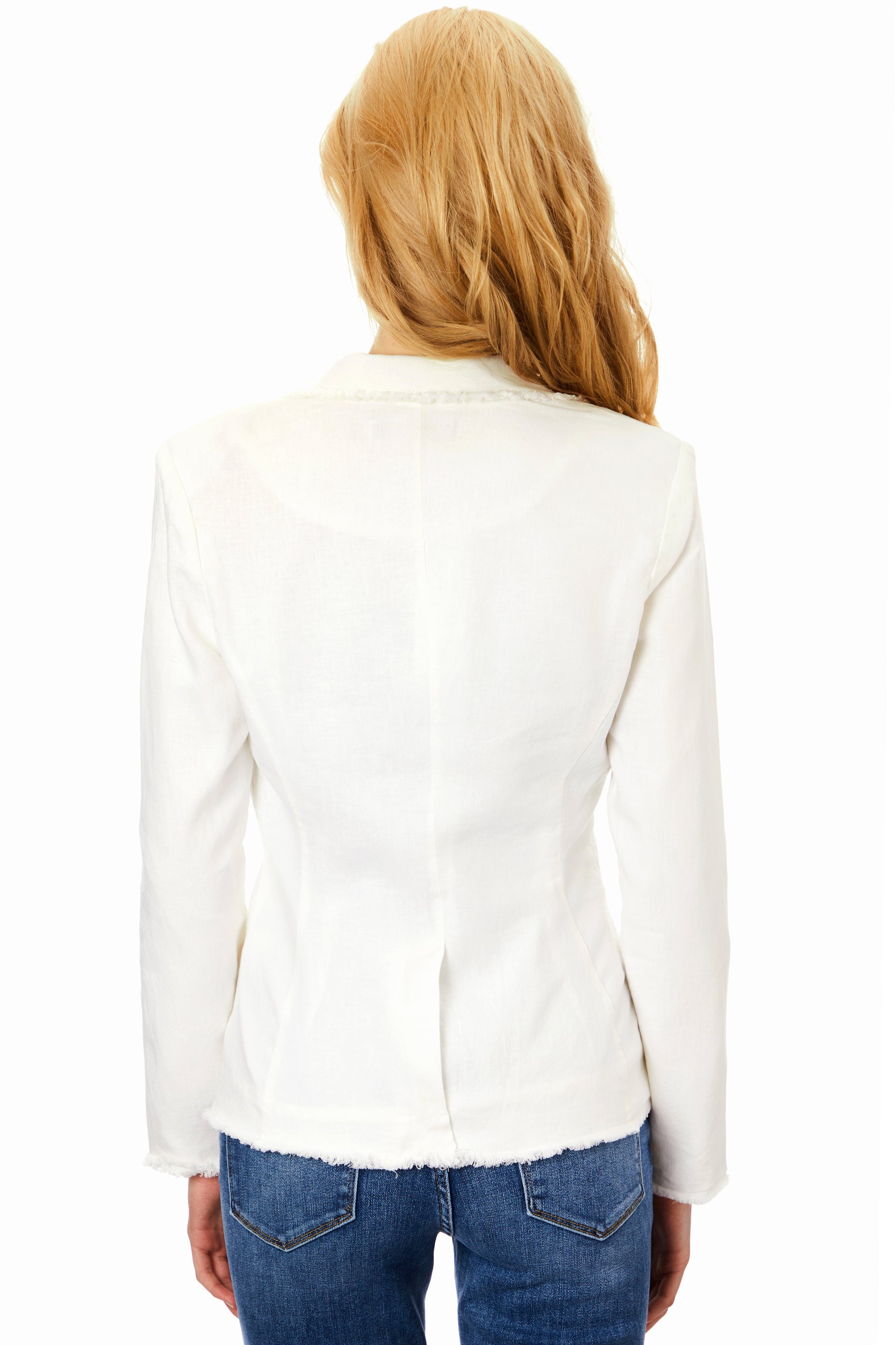 Daphne Frayed Linen Blazer