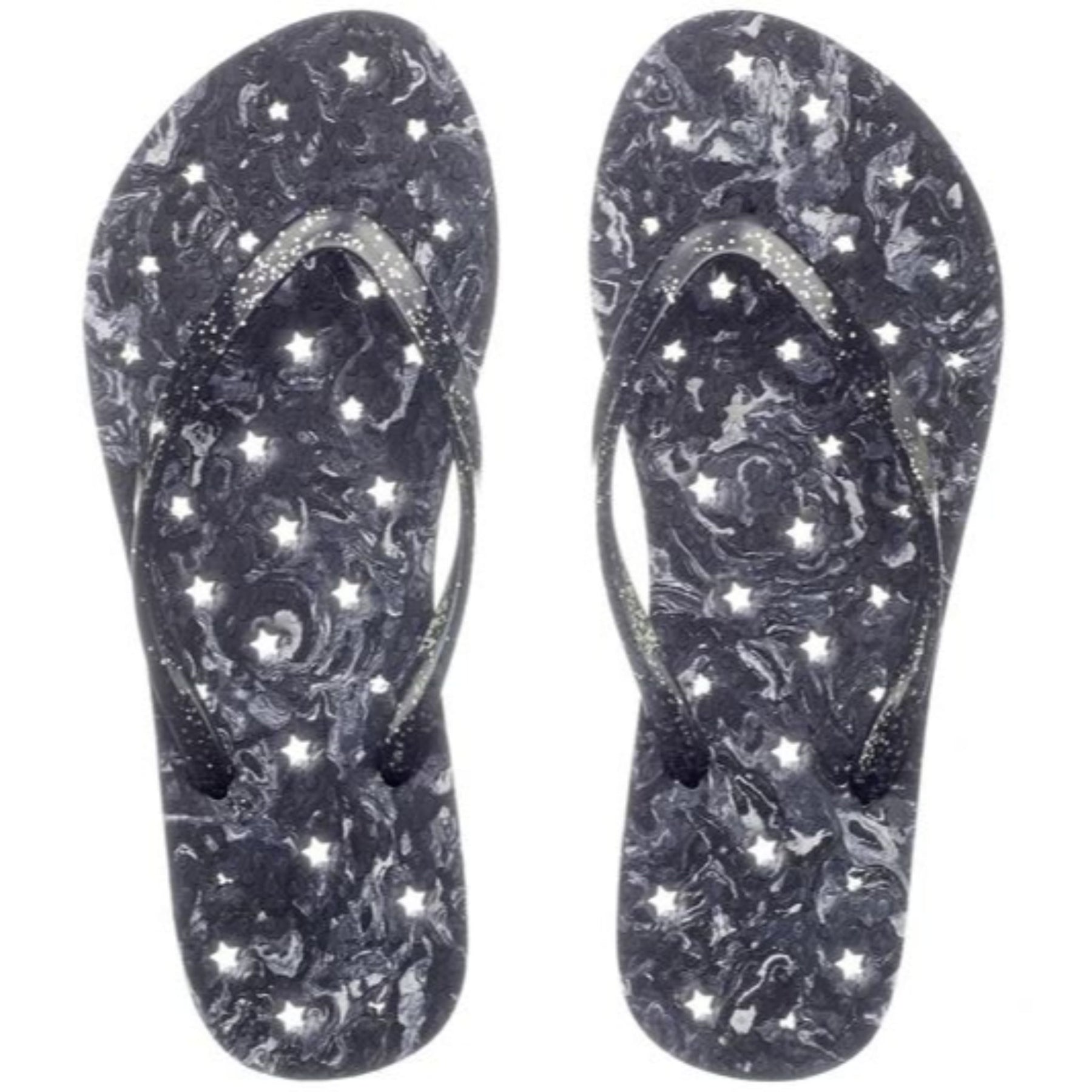 Marble Stars Showerflop w/Black Glitter Strap