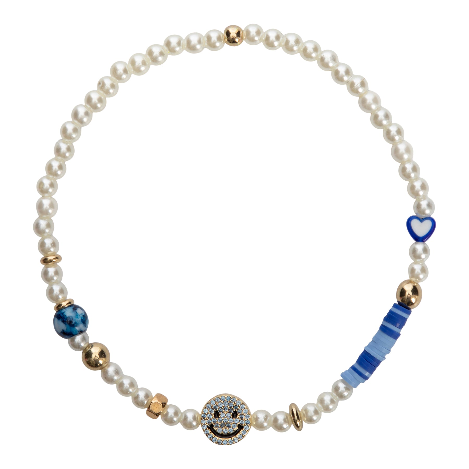 Pearl and Bead Smiley Choker Clear Smiley