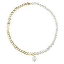 Chain and Pearl Necklace w/Pearl Drop