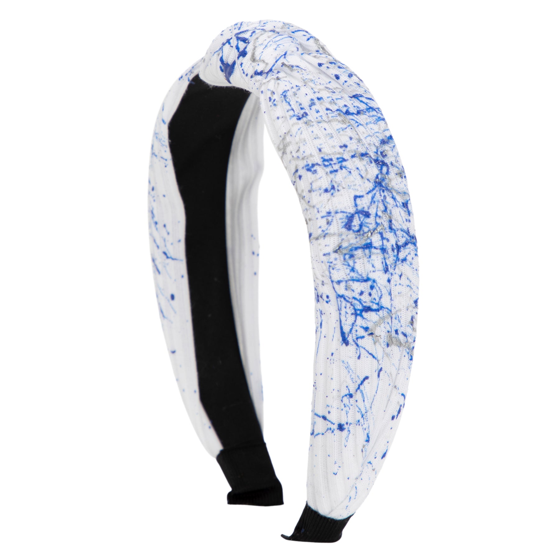 White Knot Headband w/Royal Splatter