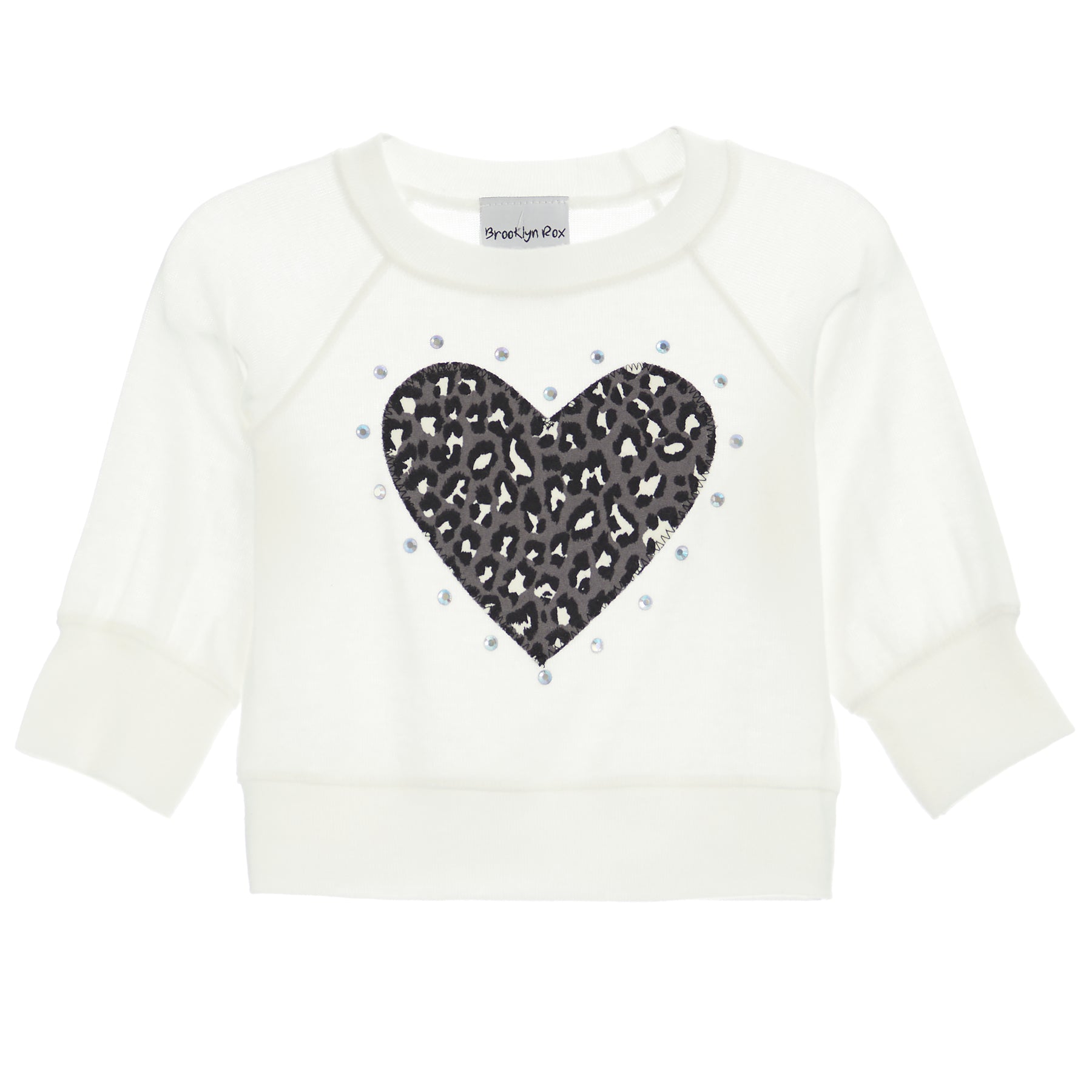 Hacci Sweatshirt with Leopard Heart