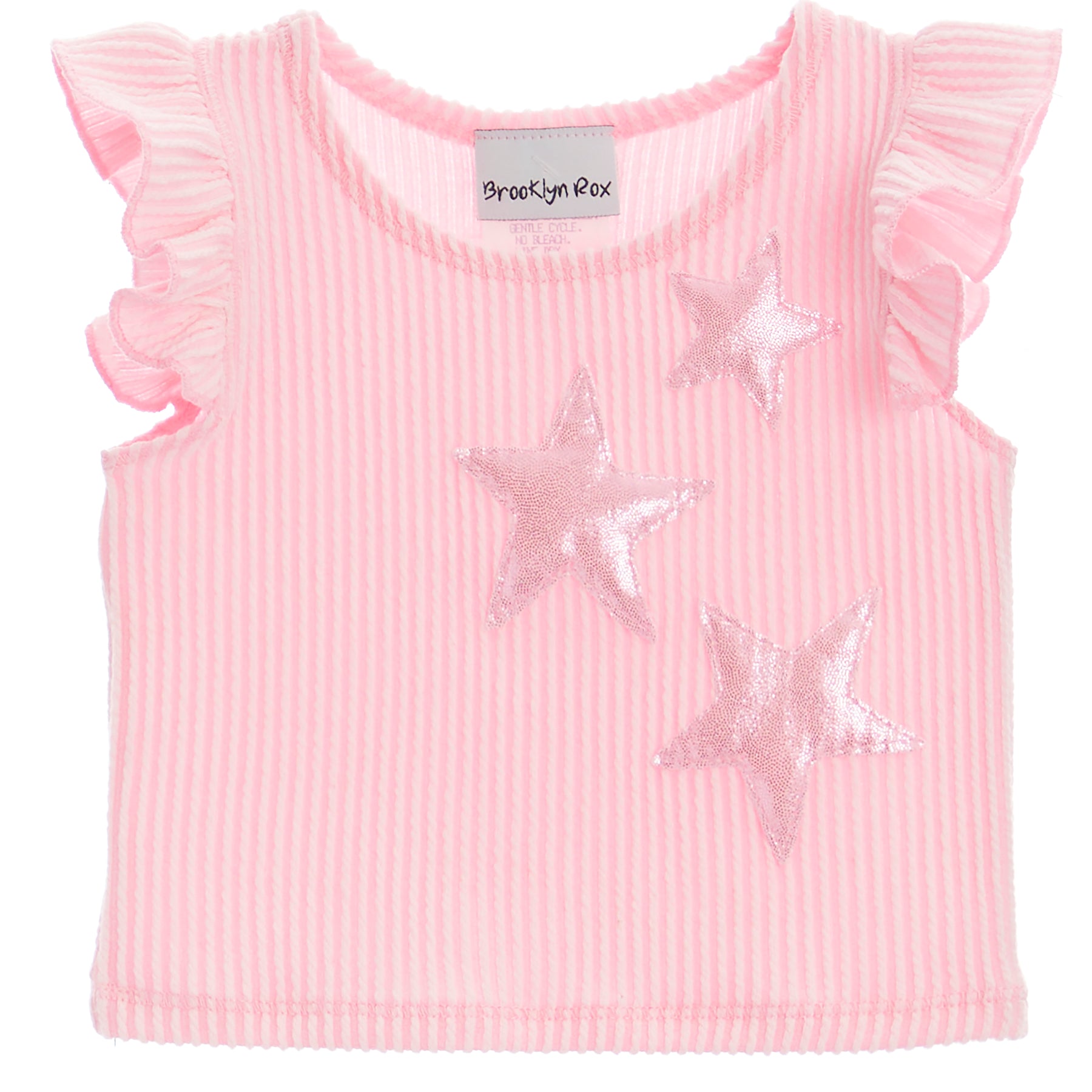 Rib Ruffle Tee with Stars