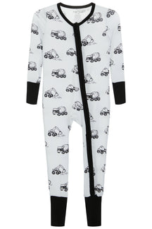 2-way Zipper Romper -Earth Movers