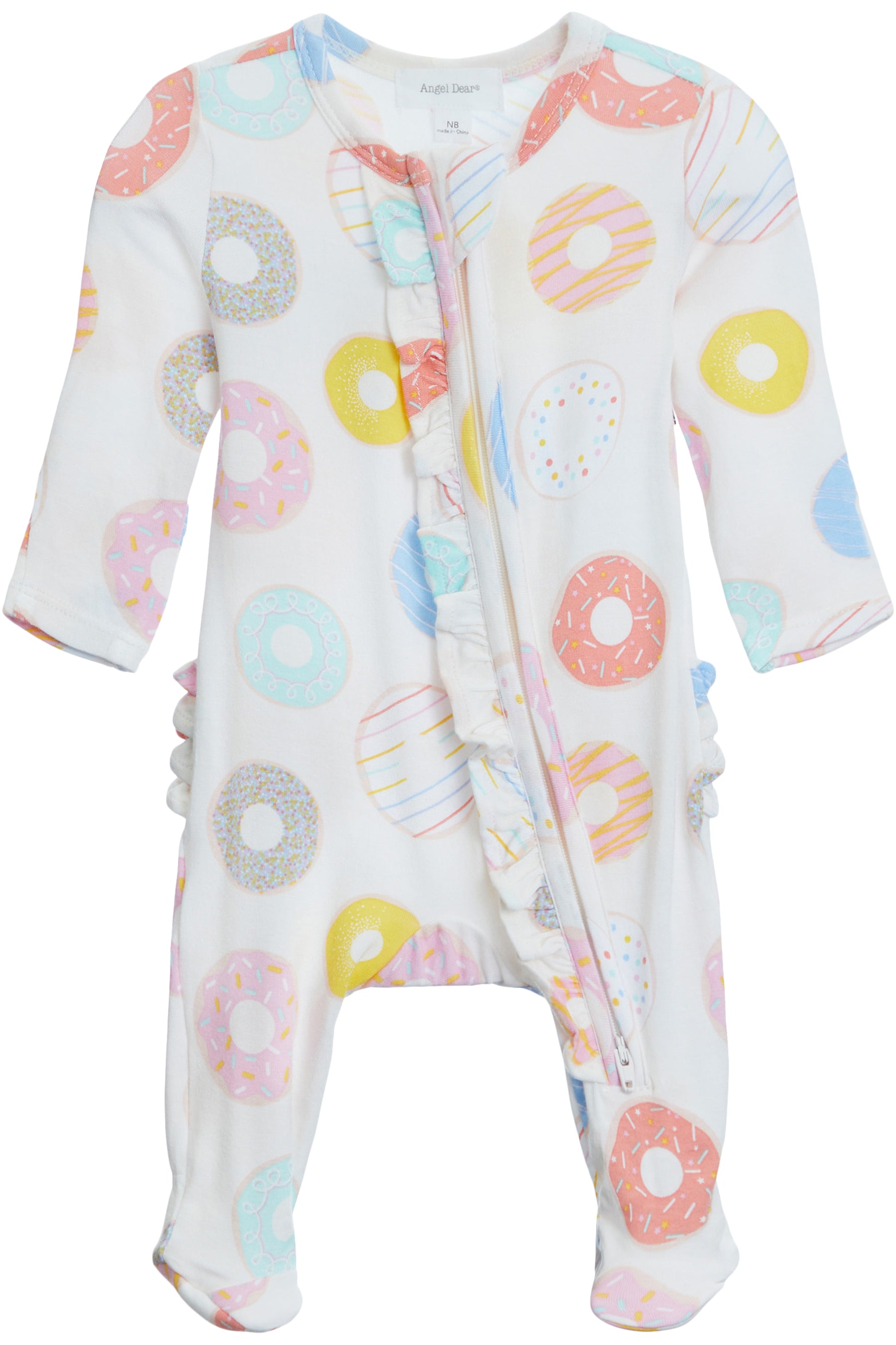 2-Way Ruffle Zipper Footie- Donut