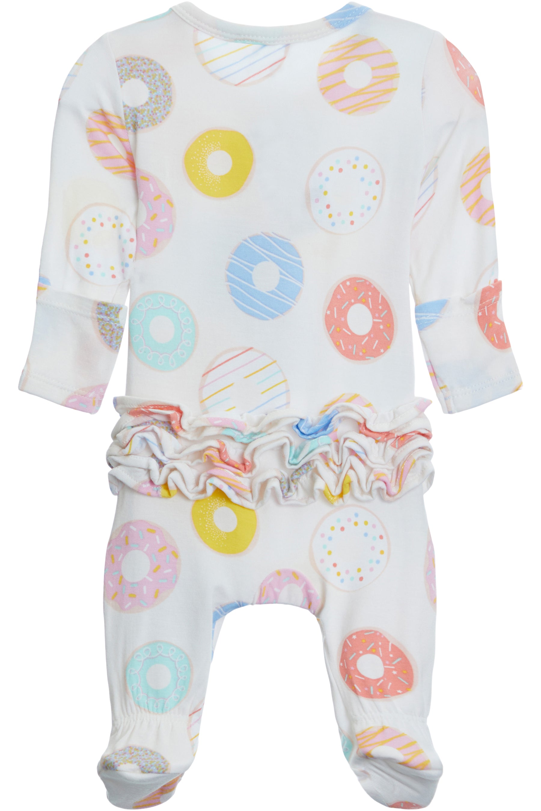 2-Way Ruffle Zipper Footie- Donut