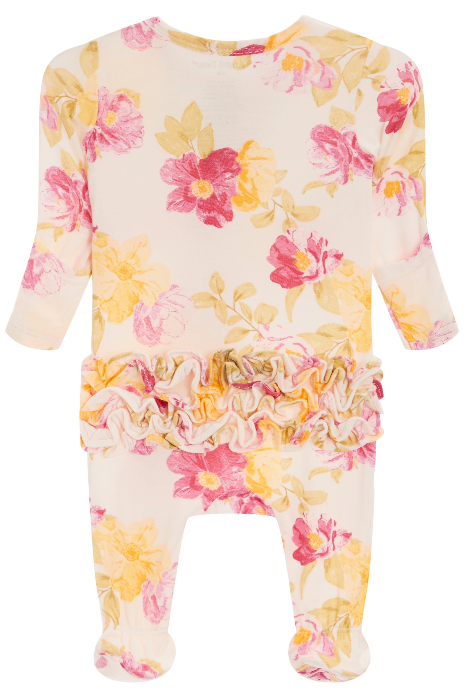 Ruffle Back Zipper Footie- Camellia