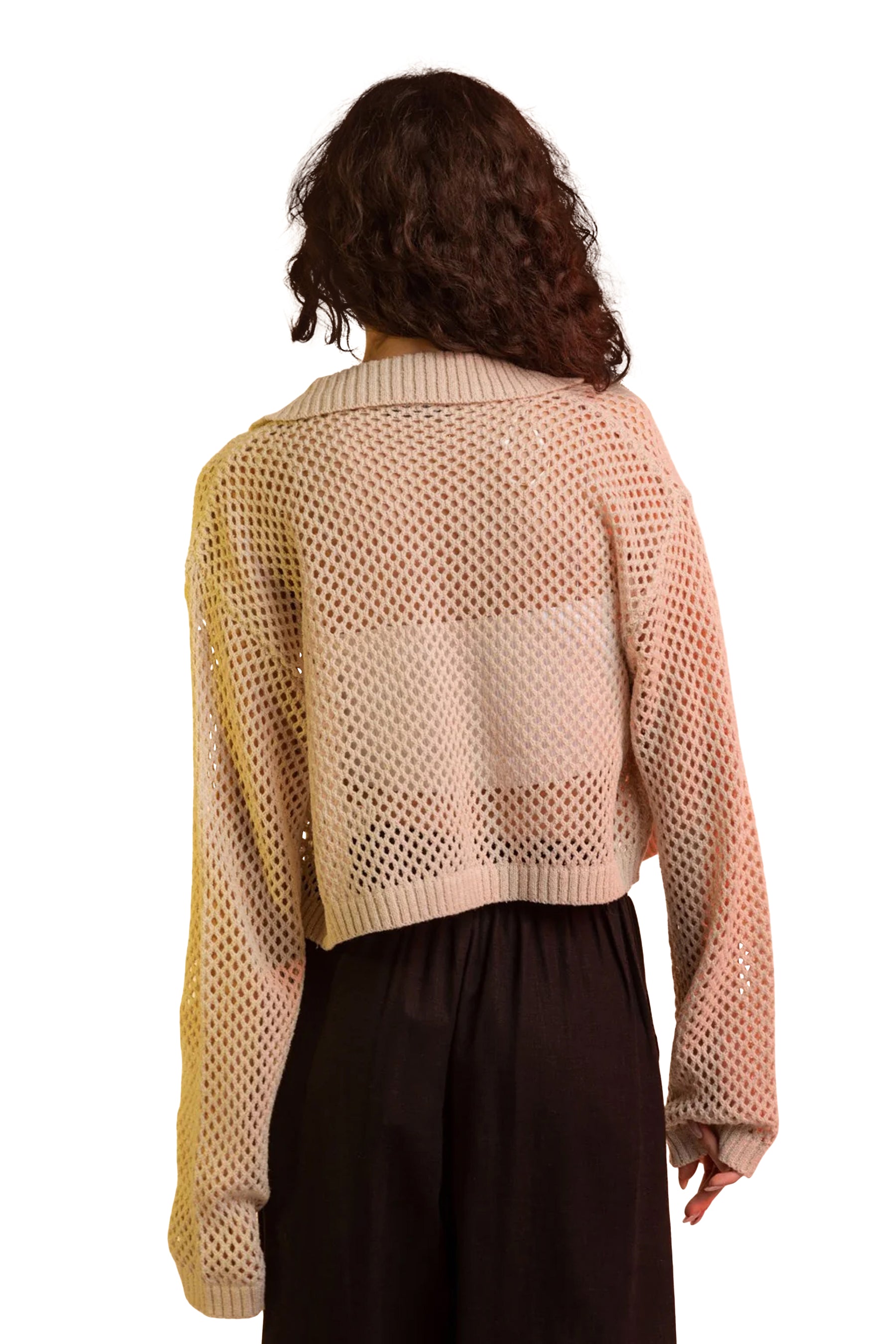 Open Knit Collared Cardigan