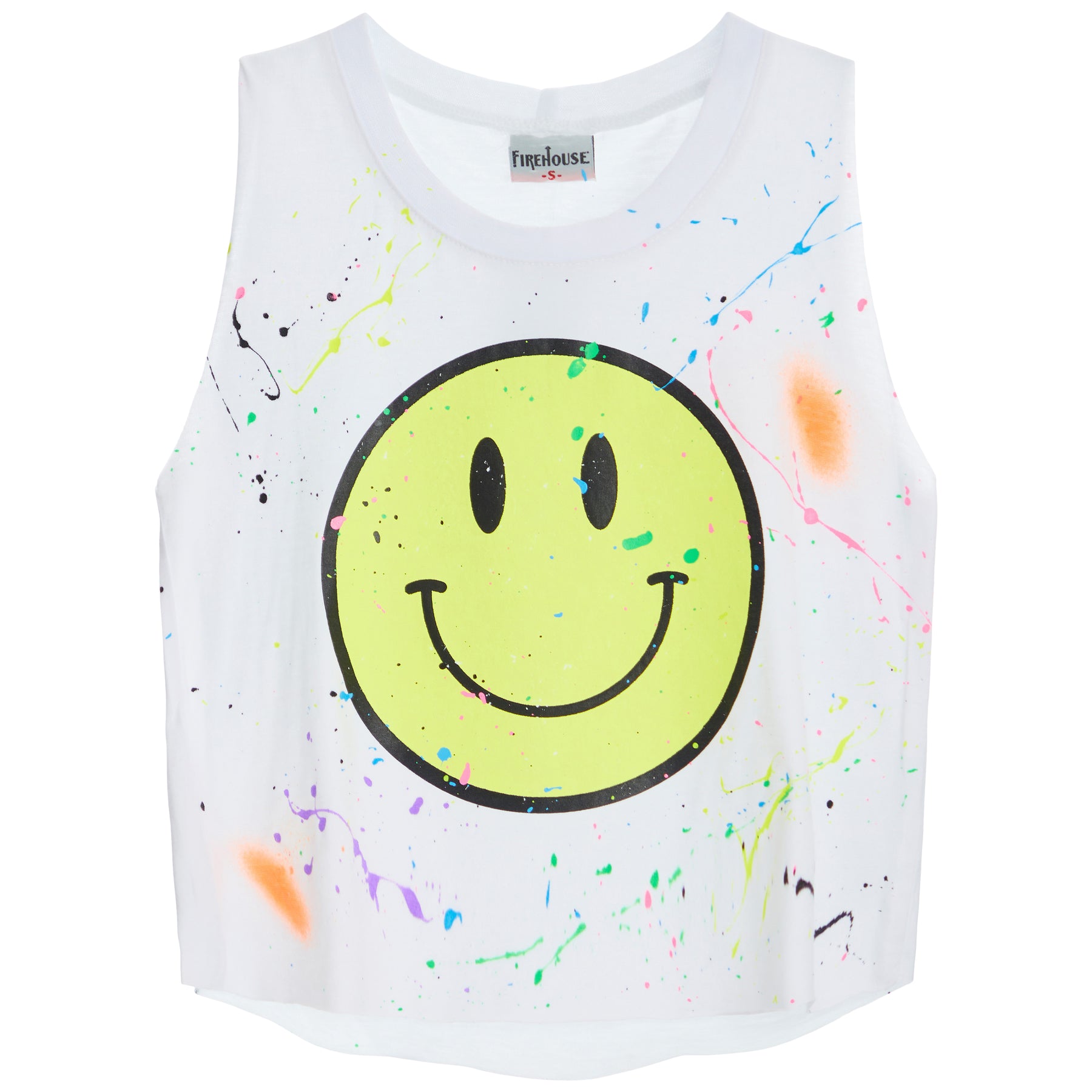 Neon Smiley Grafitti Splatter Tank
