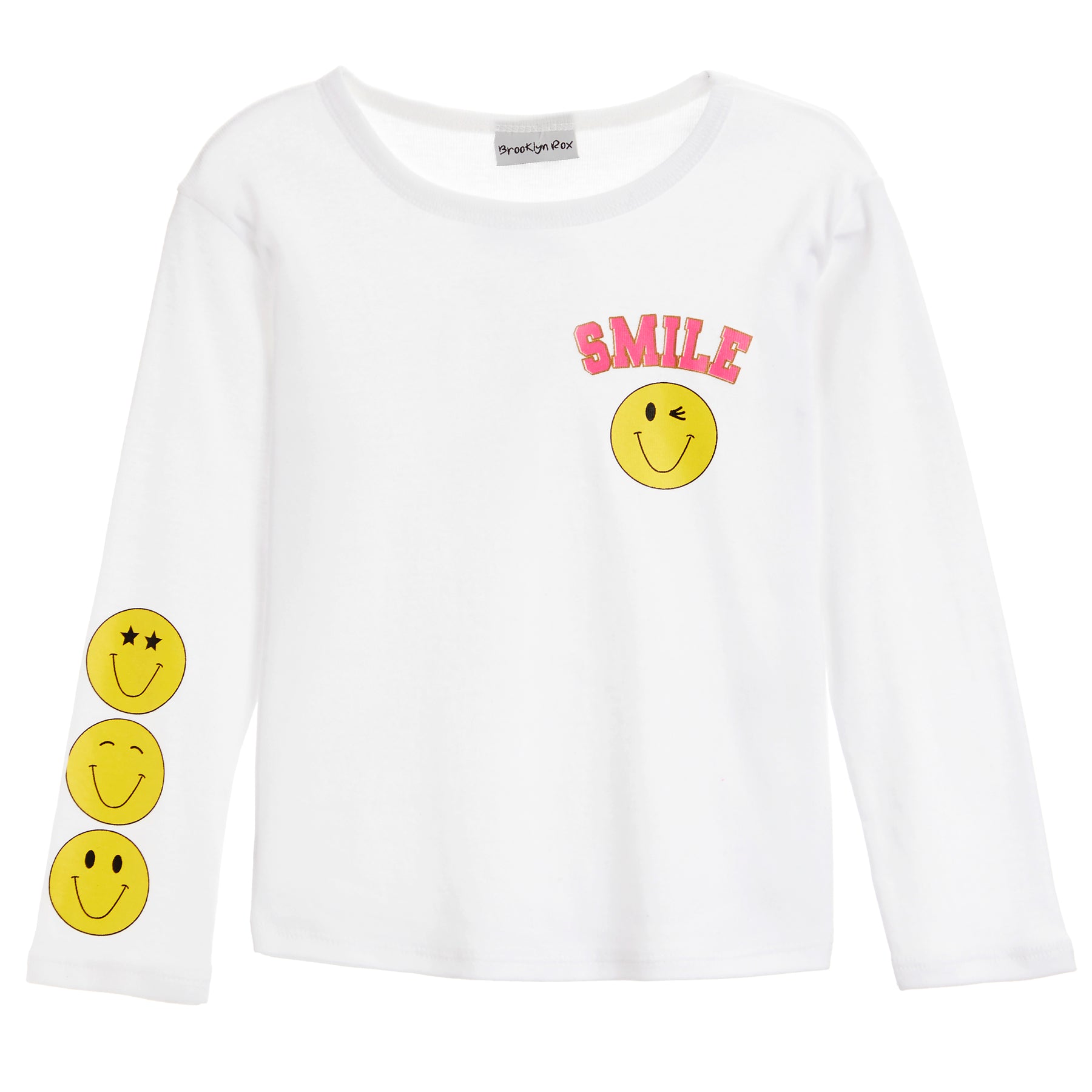 1x1 Rib Long Sleeve Tee- Yellow Smiley