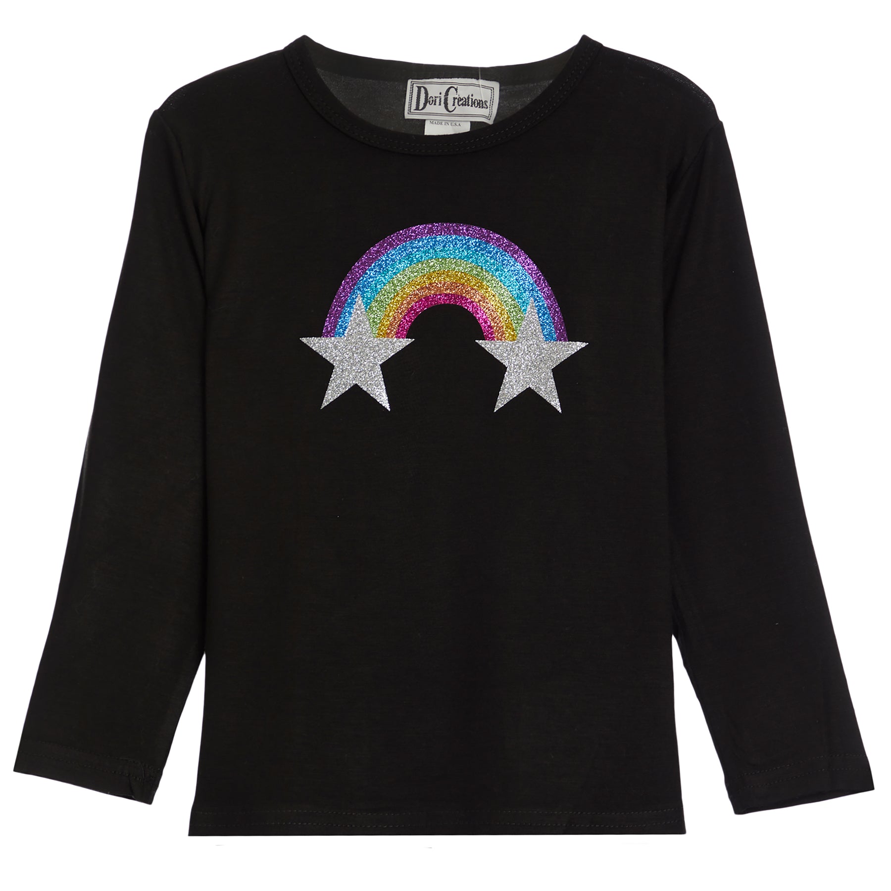LS tee with Glitter Rainbow Star