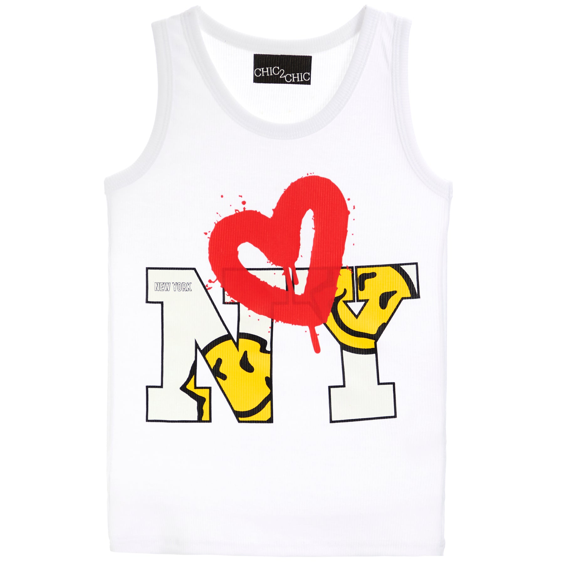 New York Smile Heart Ribbed Tank