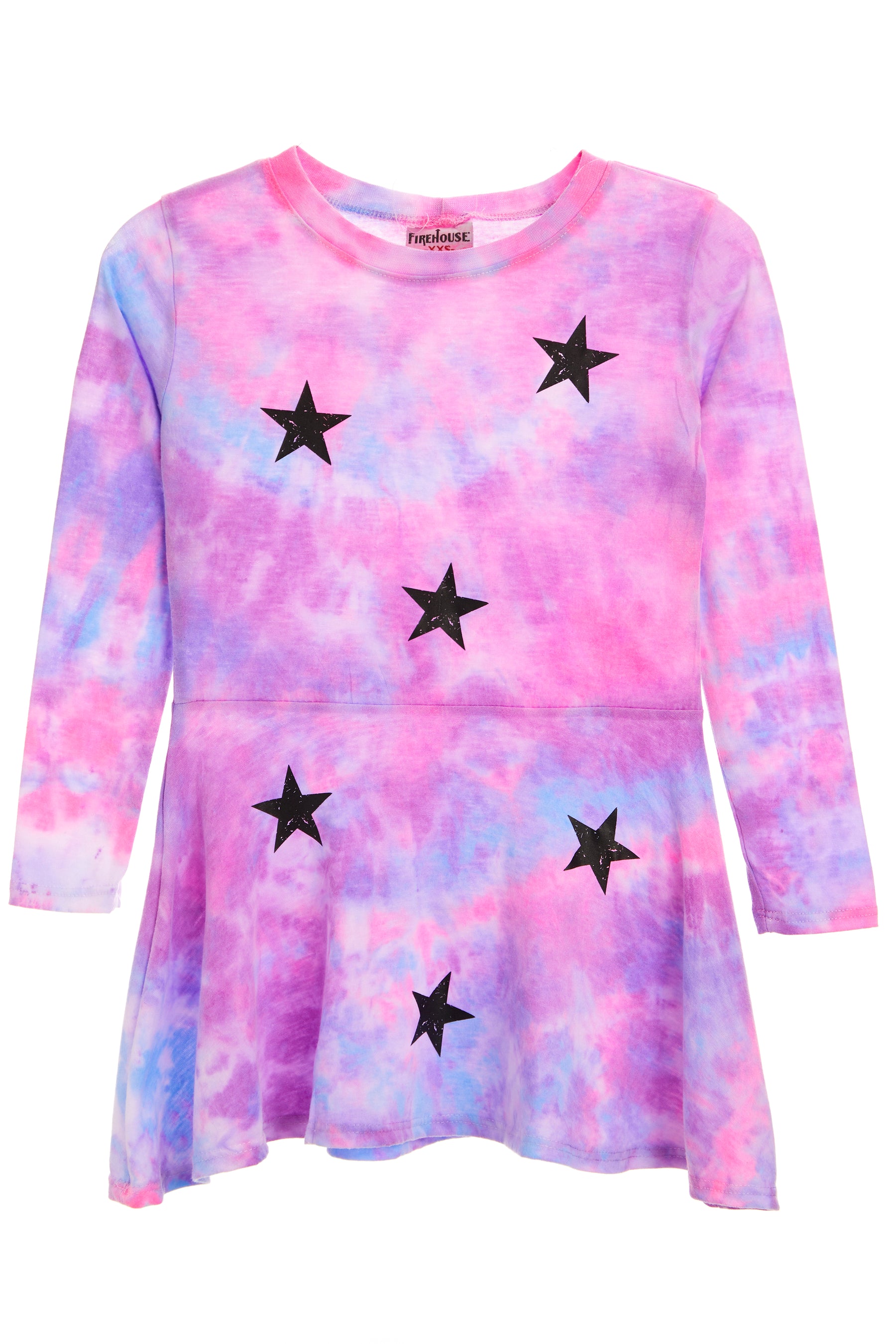 Charlie Tie Dye Dress with Black Star Toss