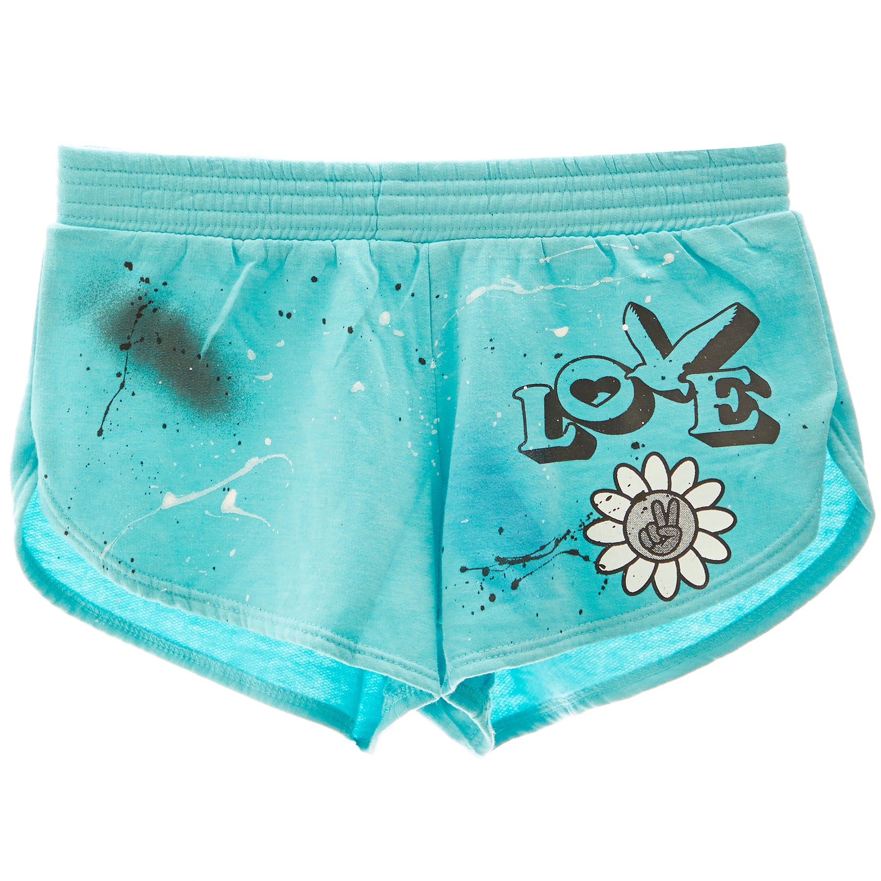 Wing Love Flower Splatter Fleece Short