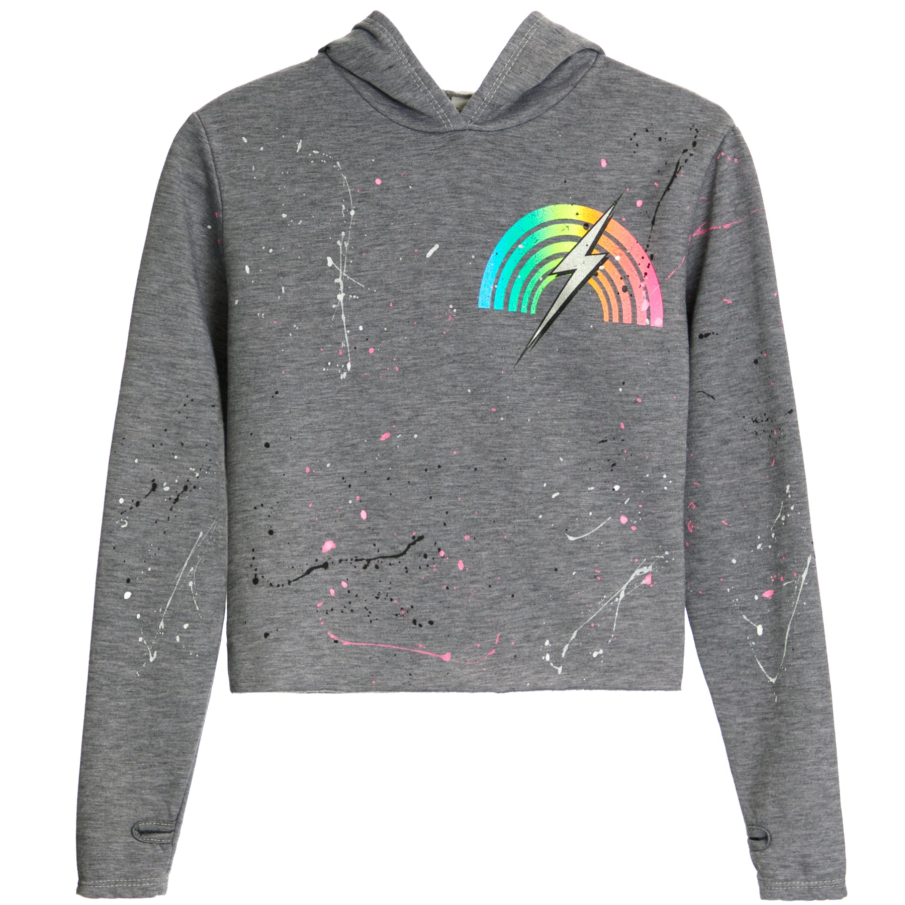 Rainbow Bolt Splatter Fleece Pullover