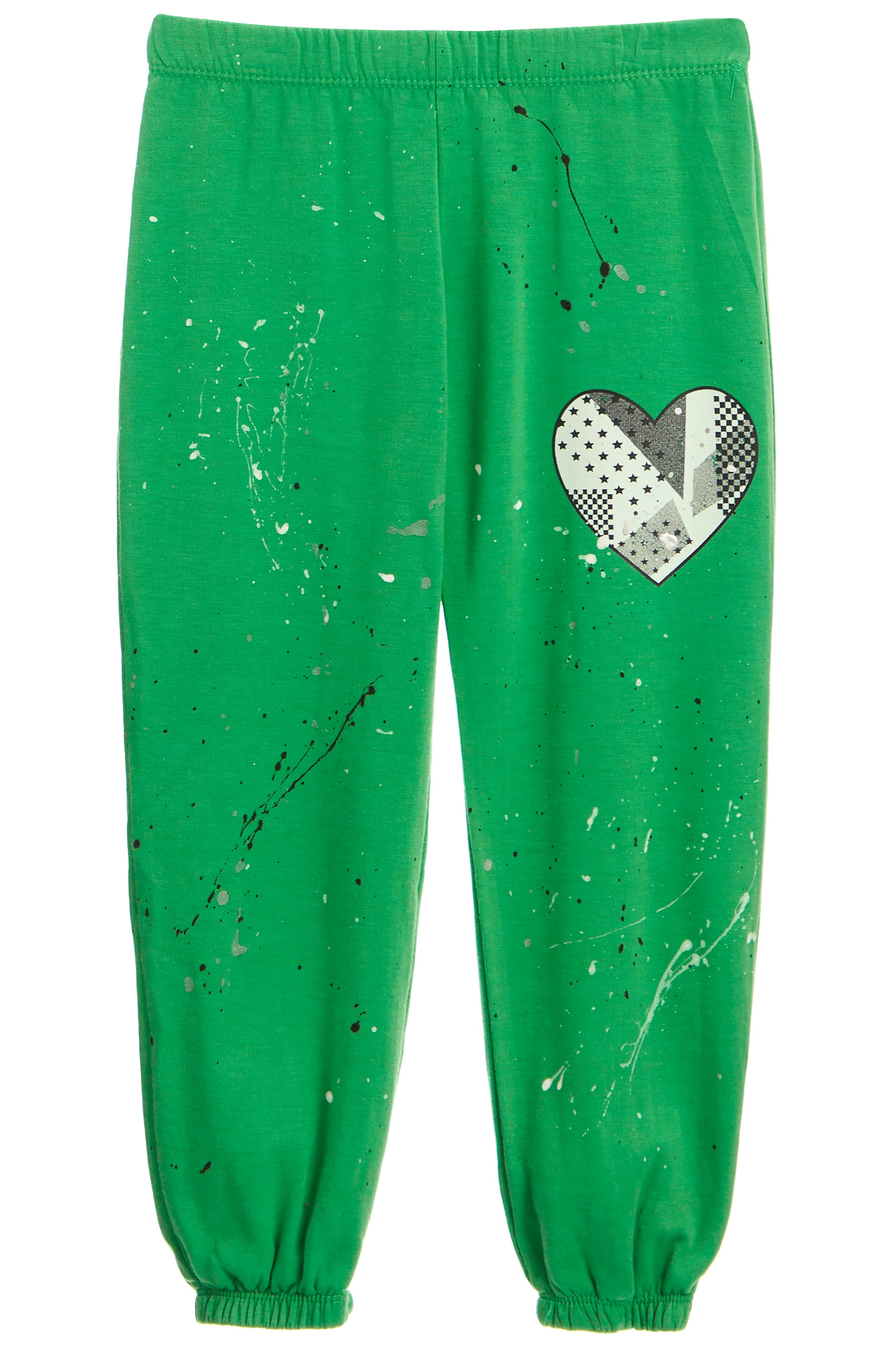 Grey Doodle Heart Splatter Fleece Pant