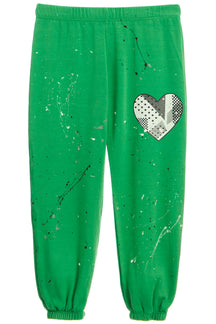 Grey Doodle Heart Splatter Fleece Pant