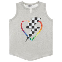 Checker Bolt Heart Tie Tank