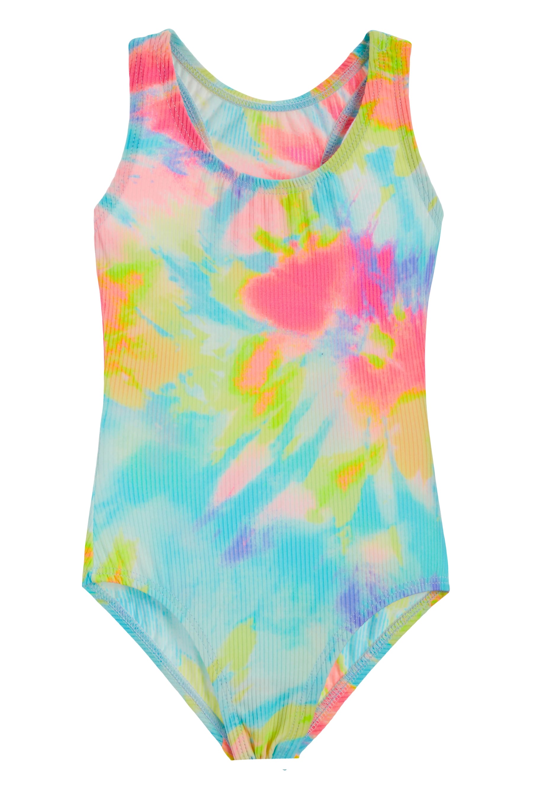 1 Pc Neon Rib Tie Dye Swimsuit