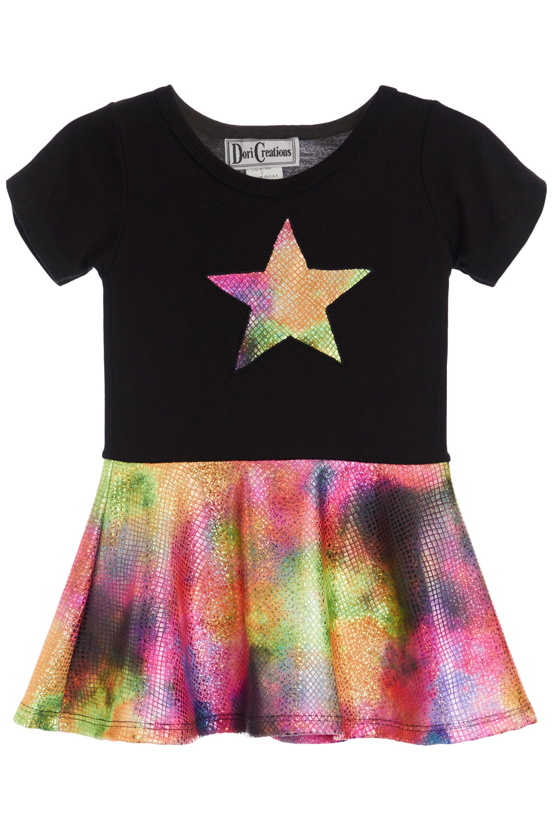 Short Sleeve Dress- Blk/Neon Collage