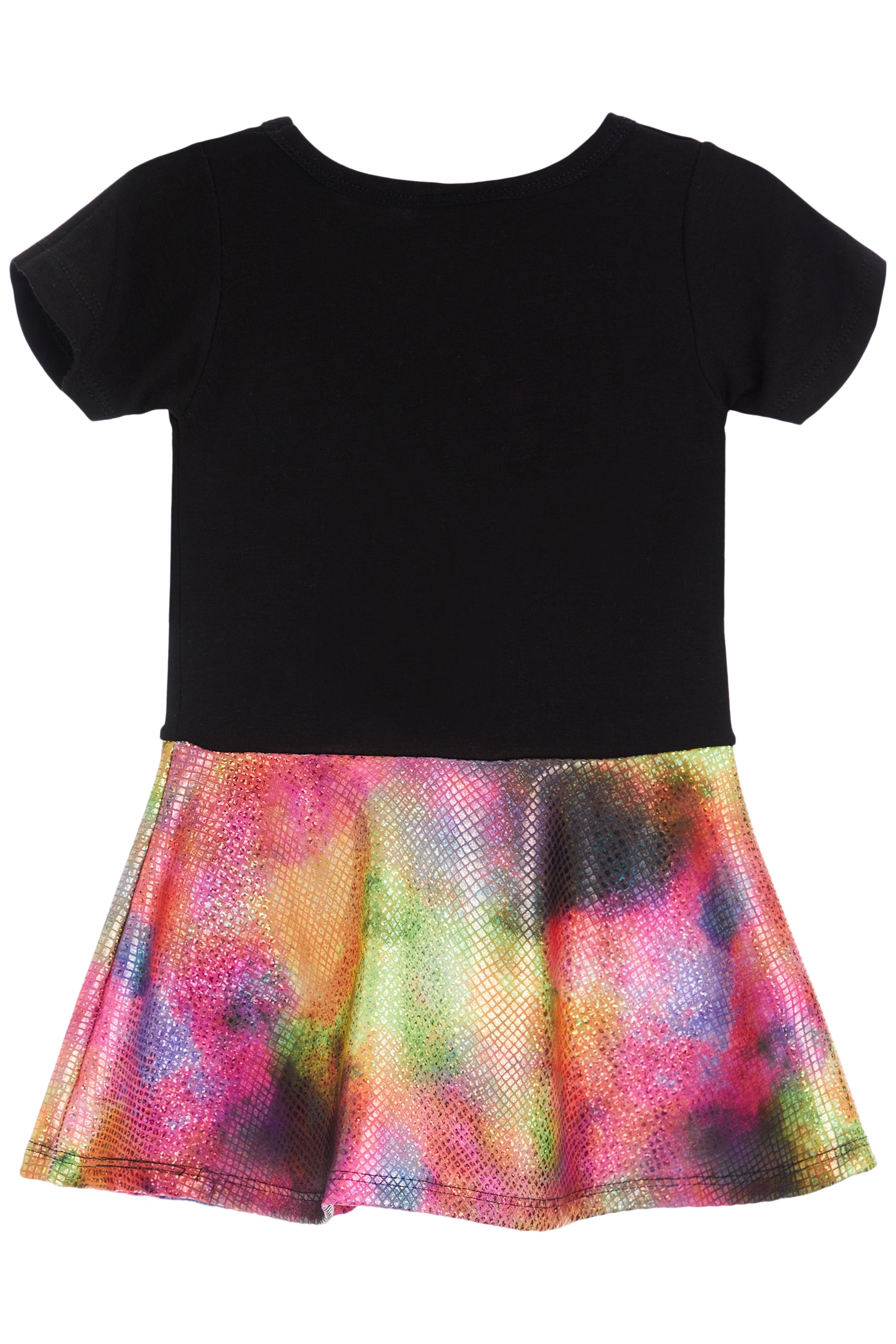 Short Sleeve Dress- Blk/Neon Collage