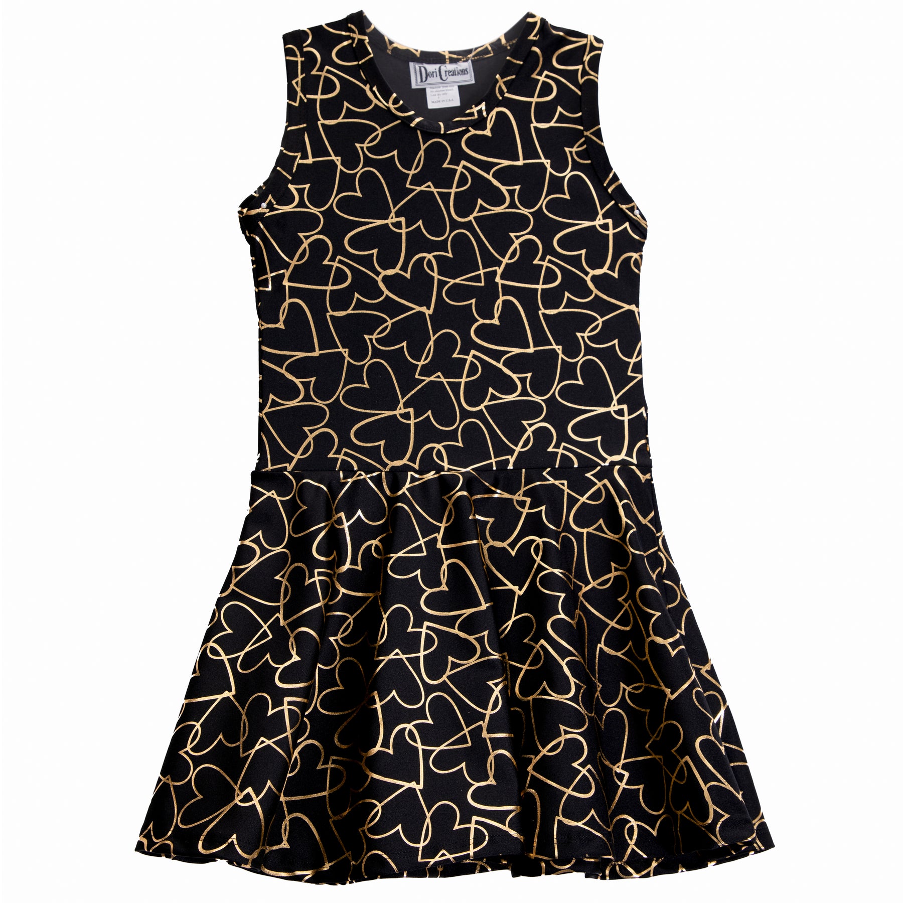 Tank Dress- Gold Hearts