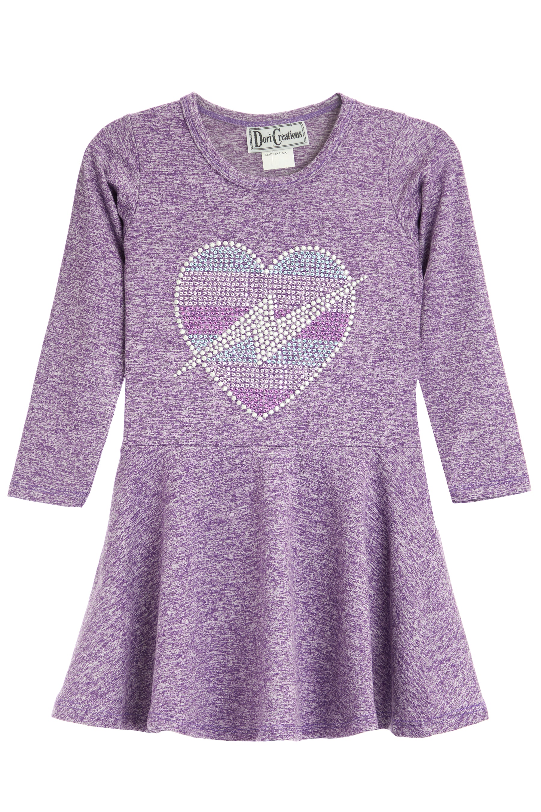 LS Heather Dress with Heart Bolt