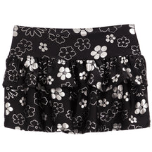 Skater Skirt- Black with Silver Daisies