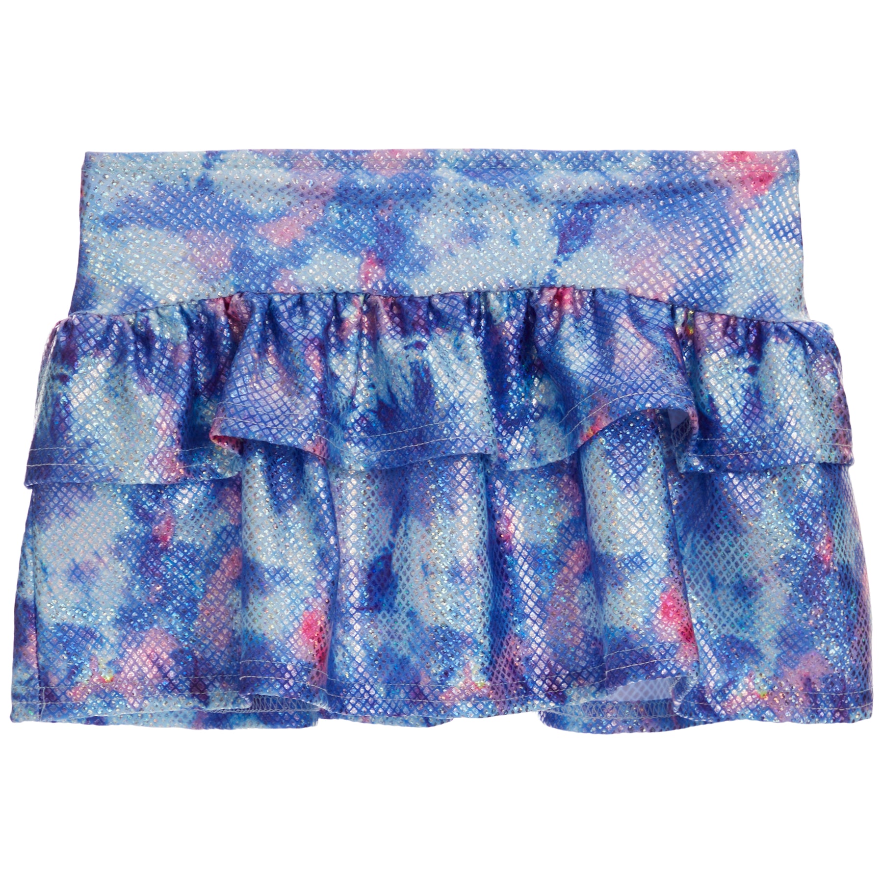 Blue Pink Collage Lame Skirt