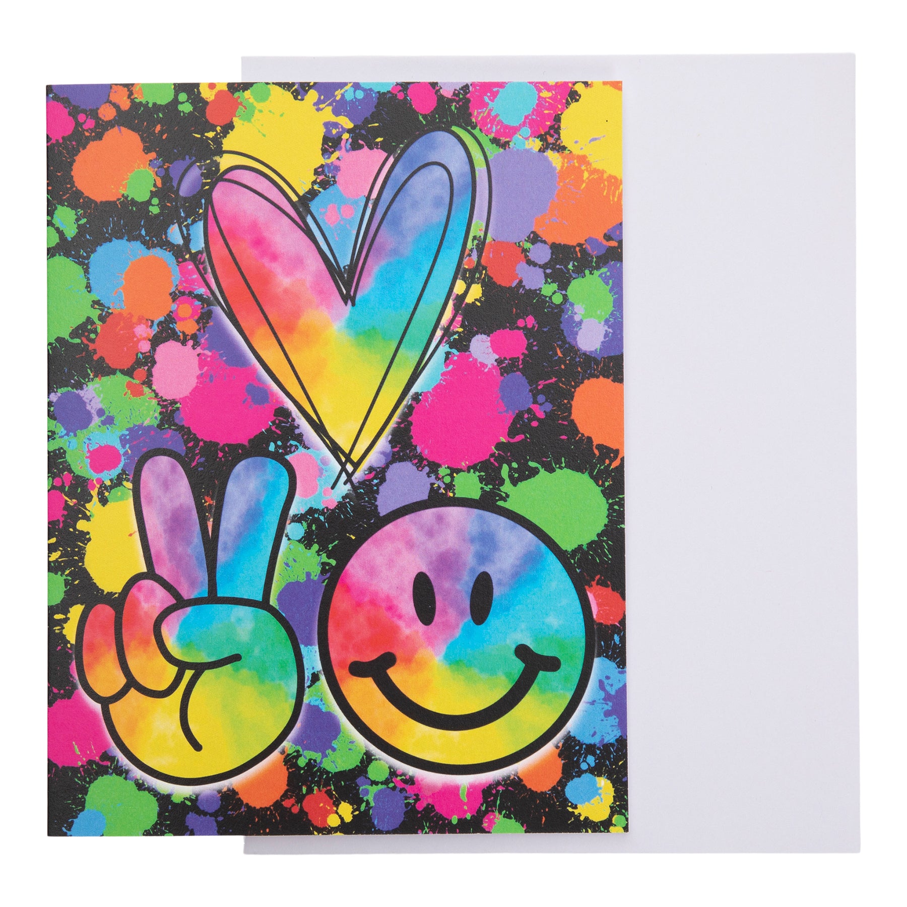 Peace Heart Smiley Splatter Card