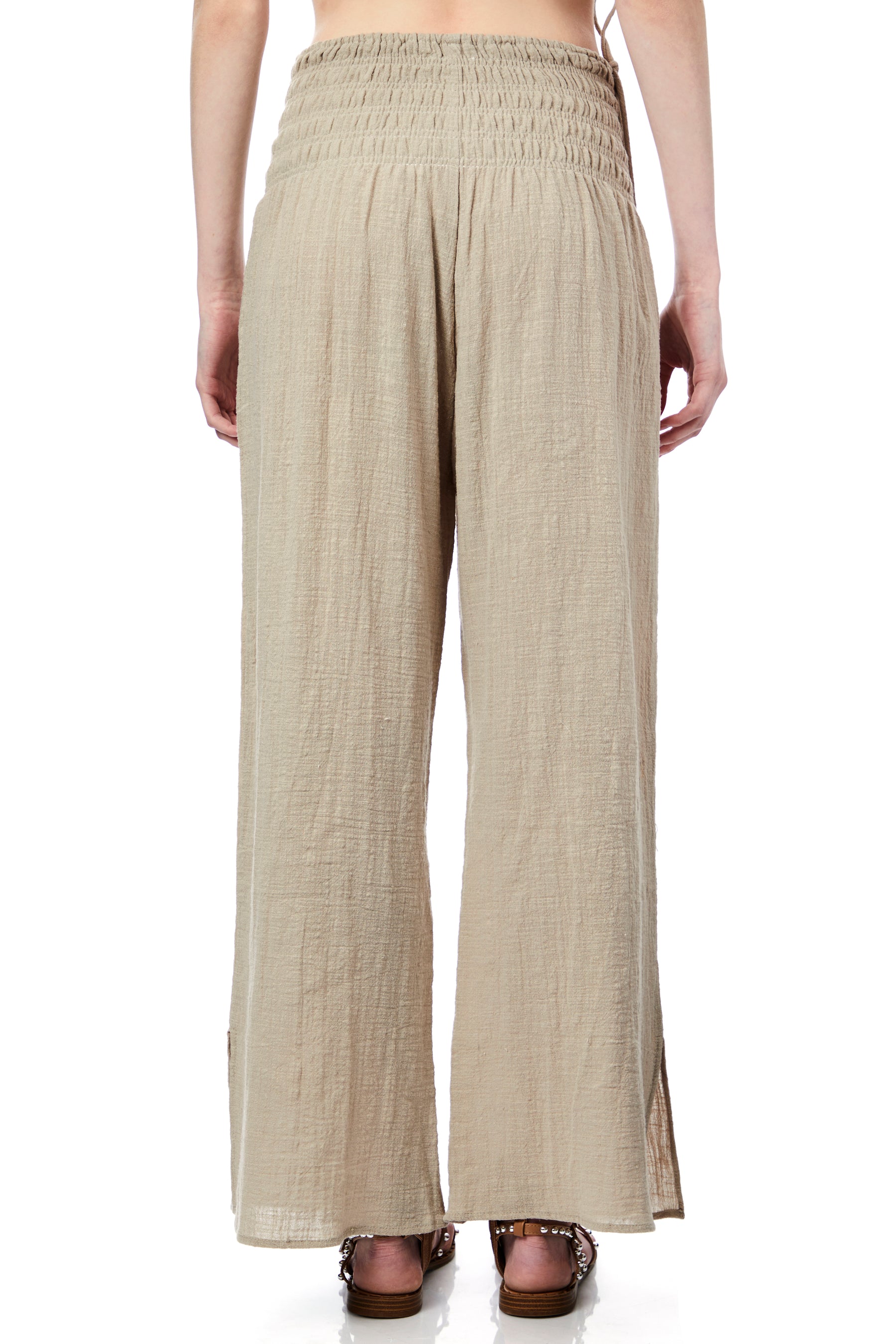 Smocked Waist Wide Leg Pant