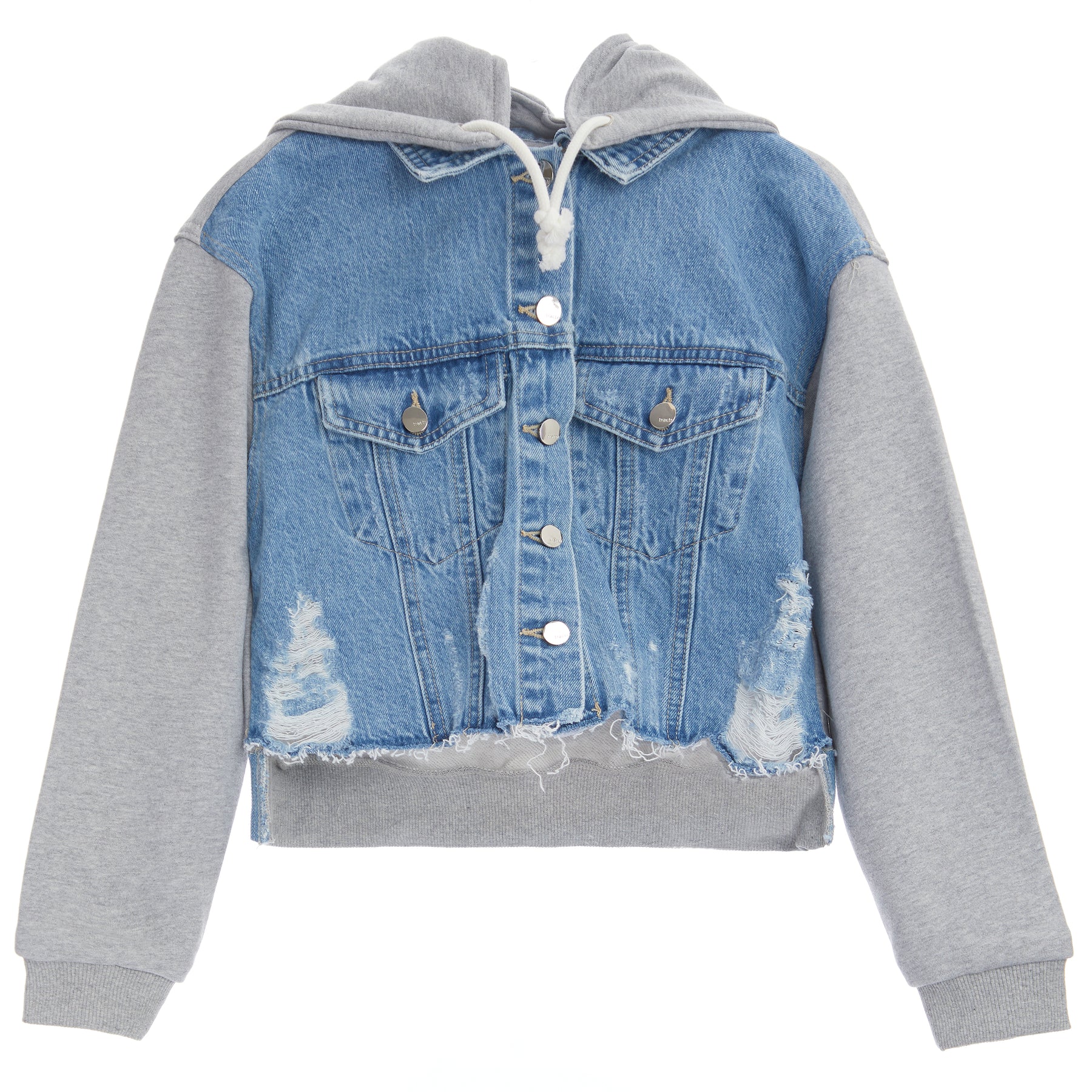 Denim Jacket With French Terry Sleeves