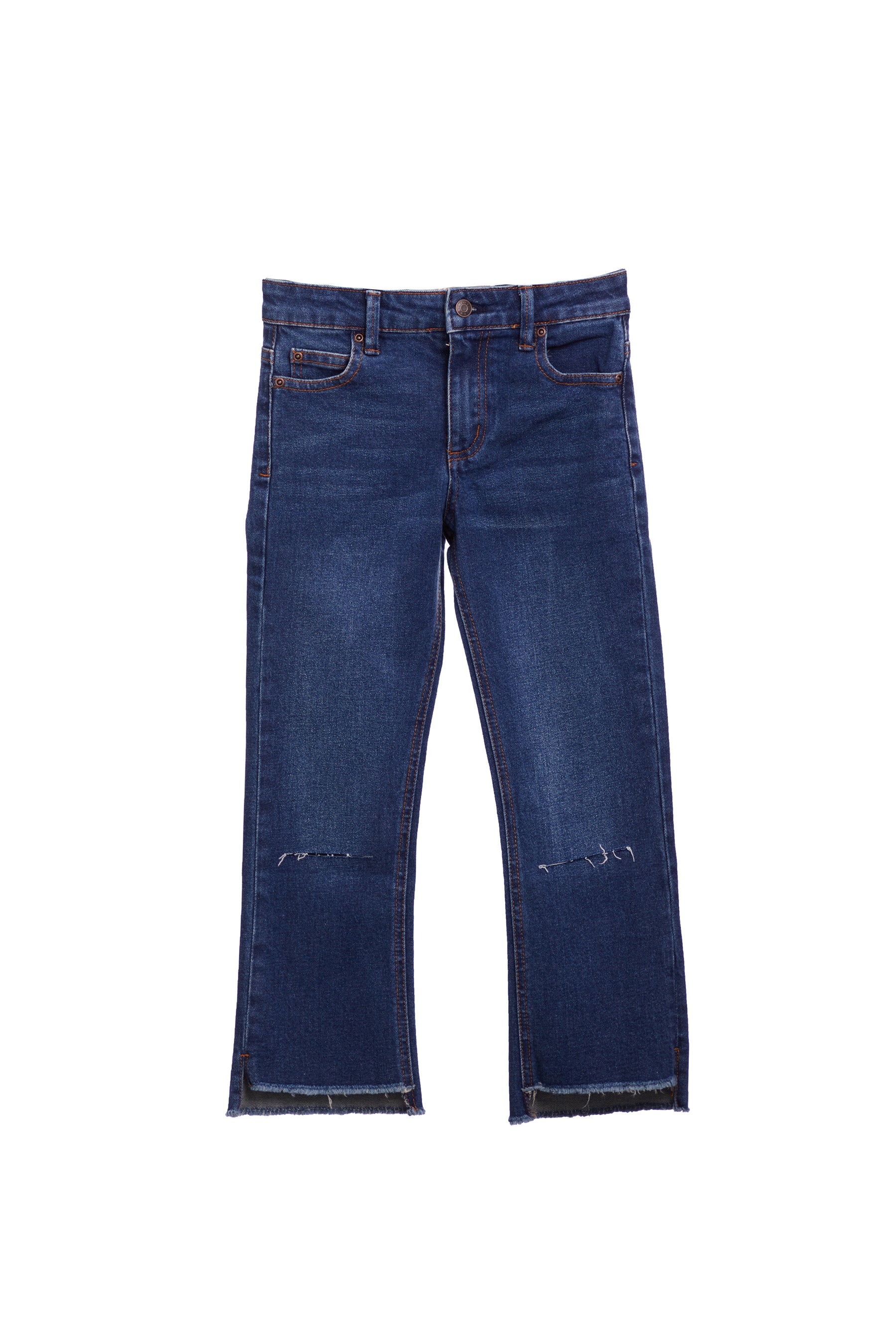 High Rise Destructed High Low Hem Crop Flare