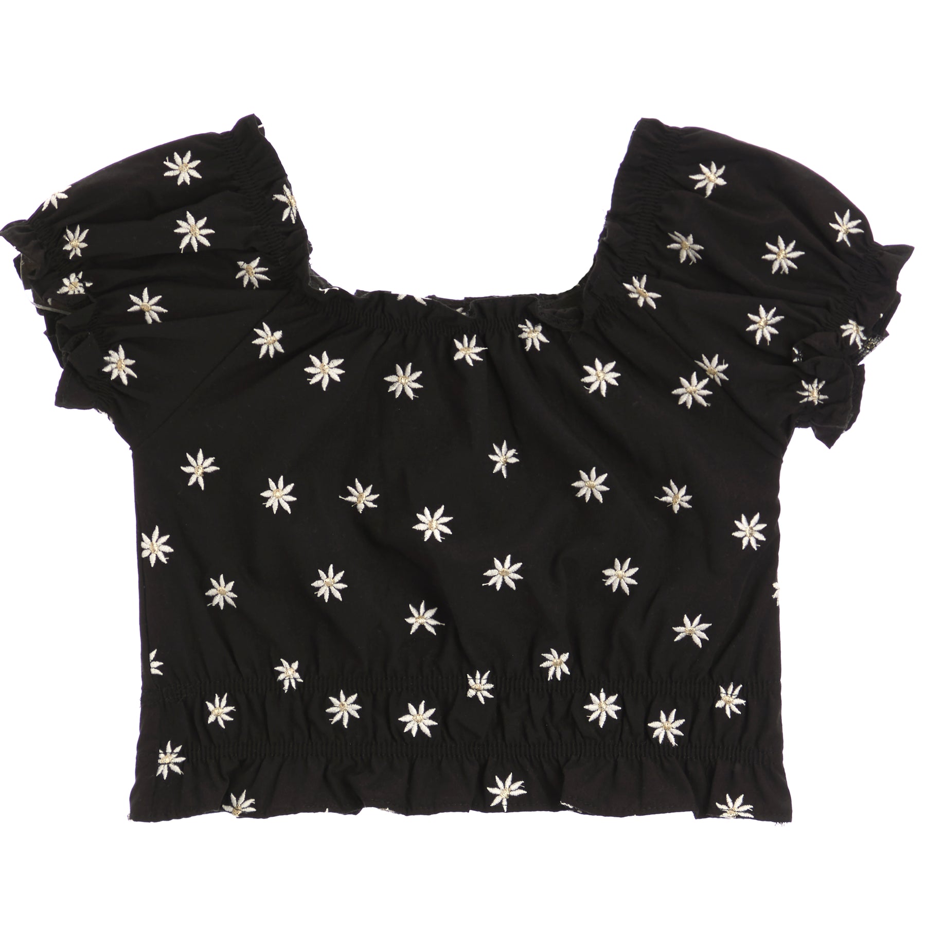 Embroidered Top with Daisies
